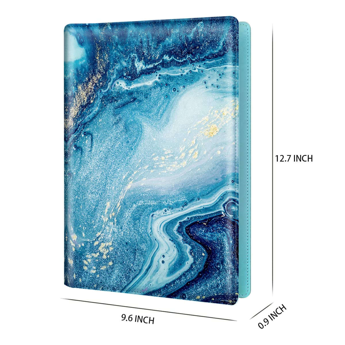 Padfolio, Geschäfts- und Lebenslauf-Mappe/-Organizer mit Klemmbrett für Schreibblock, Mappe für Vorstellungsgespräch für Männer und Frauen, blau marmoriert