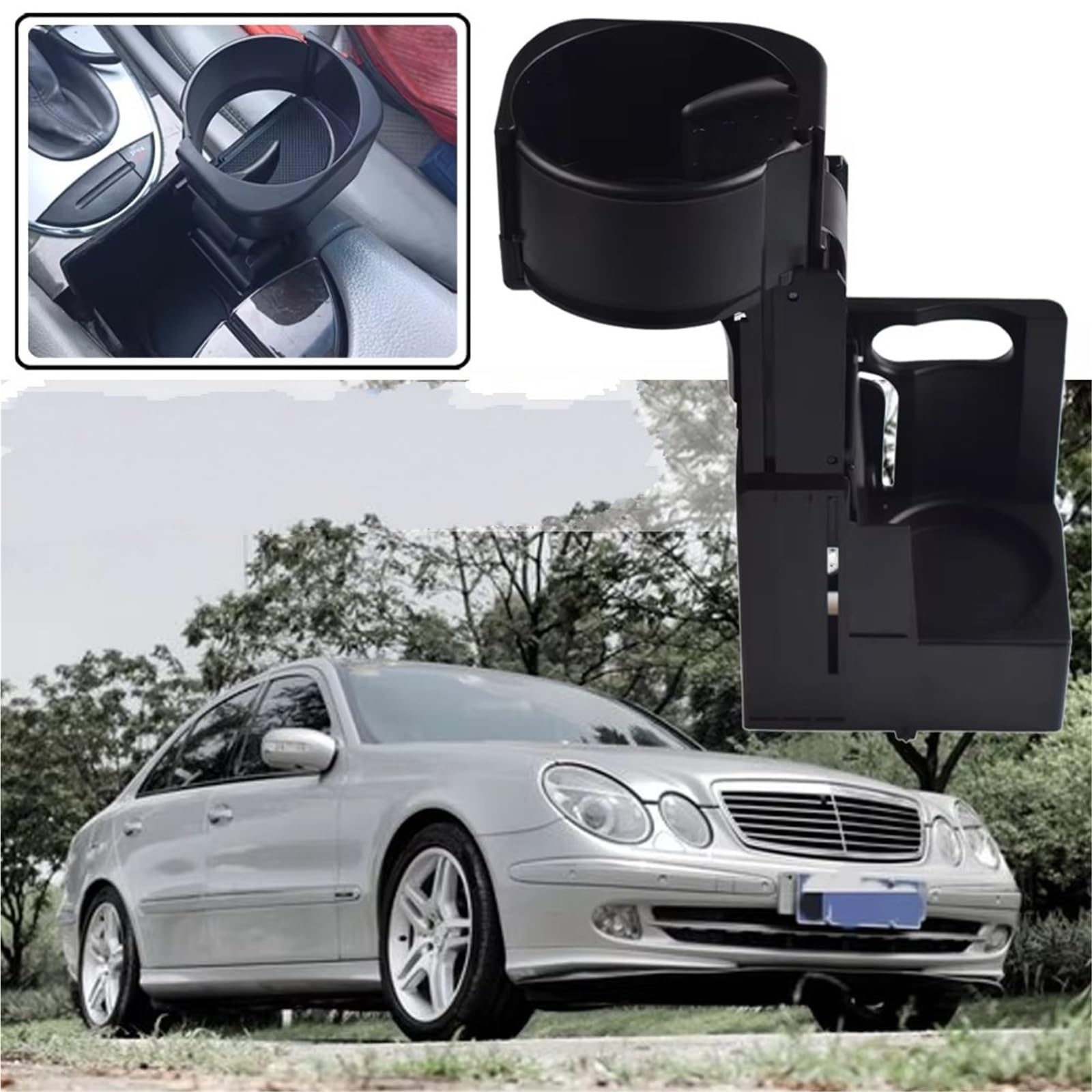Compatible Con Benz Para Mercedes CLASE E W211 2004 2005 2006 2007 2008 2009 Insertable Para Consola Central Del Coche Portavasos