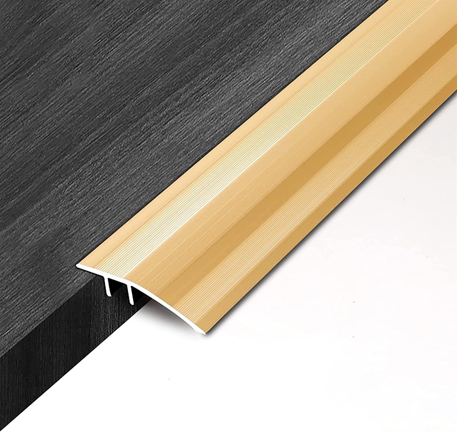 Profilo di Transizione, Striscia di Soglia, Tappeto for pavimento in laminato, bordo antiscivolo, garage di casa, portico anteriore/posteriore, riduttore ad arco con scanalatura(Gold)