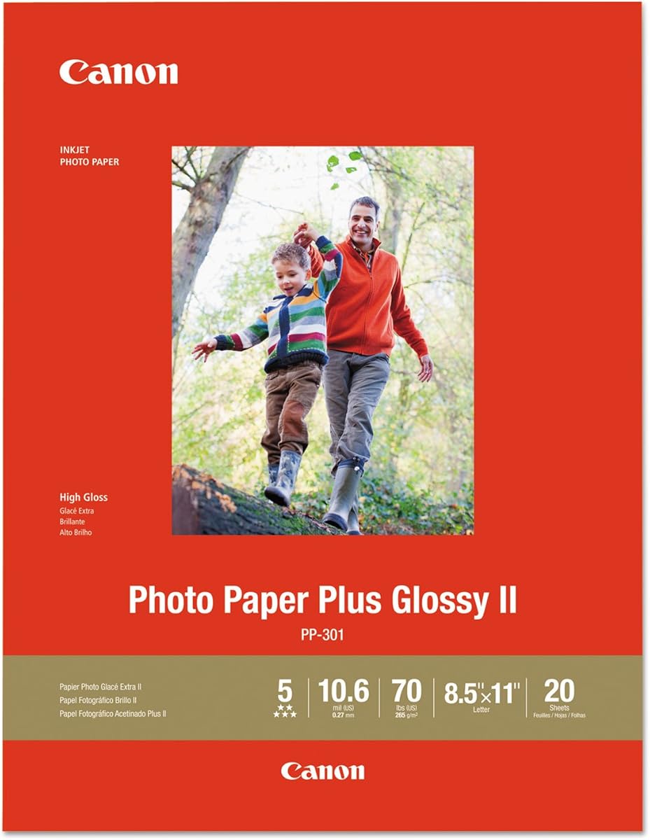 CanonInk 1432C003 Papel fotográfico Plus Glossy II 8,5" x 11" 20 hojas