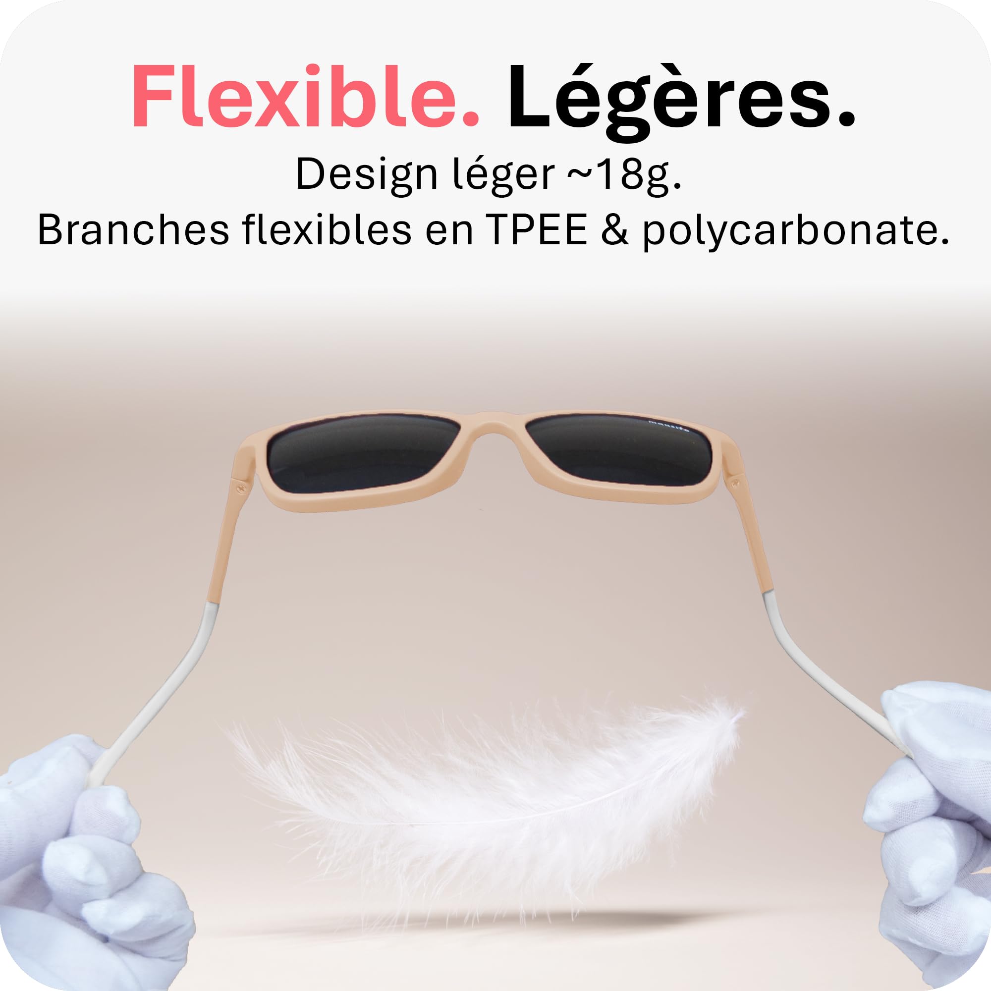Mausito Lunettes de soleil enfant (3-6/6-9/9-14 ans) UV400 & verres catégorie 3 | Branches flexibles & légères en TPEE et polycarbonate | Design européen