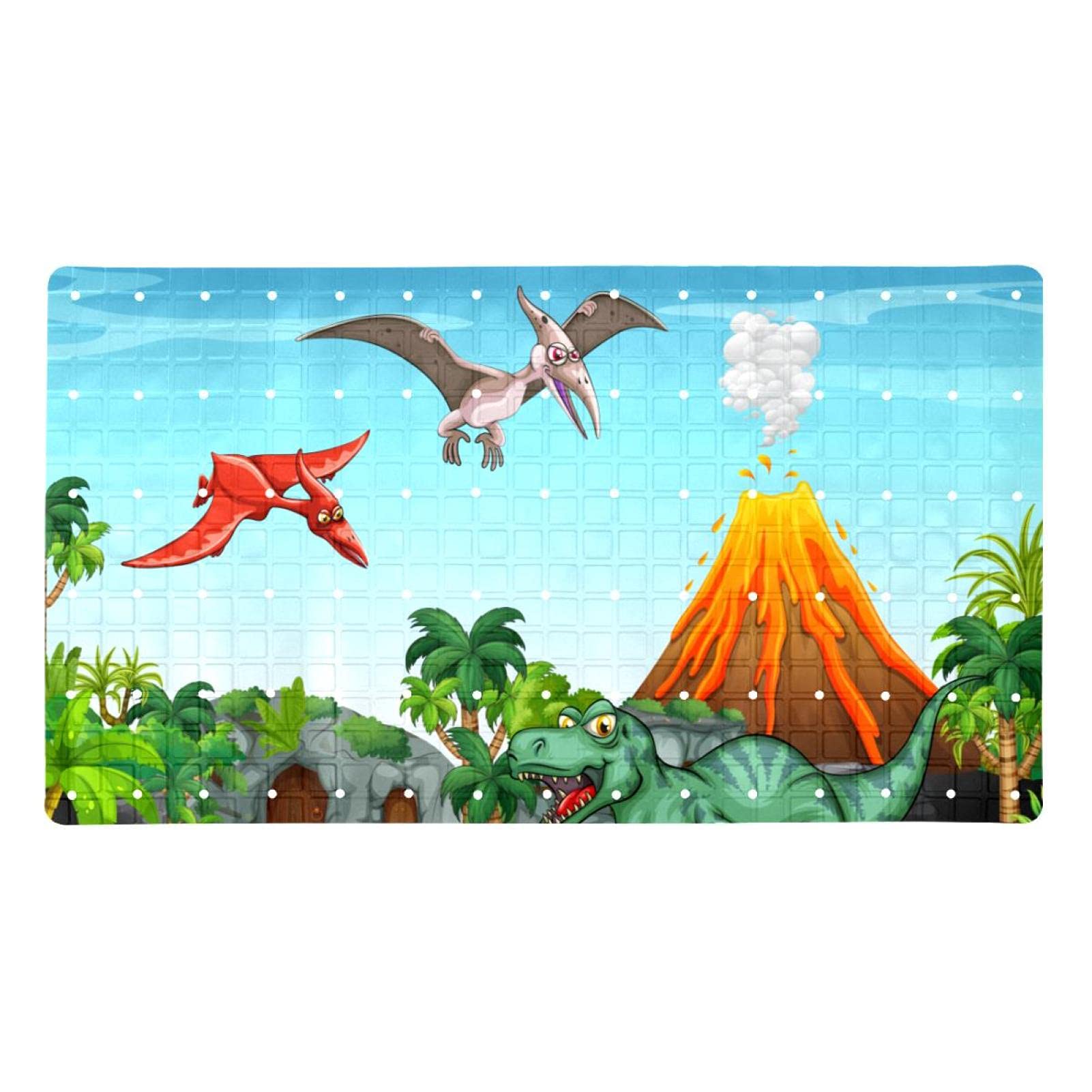 Tapis de bain pour s'asseoir antidérapant à ventouses dinosaure