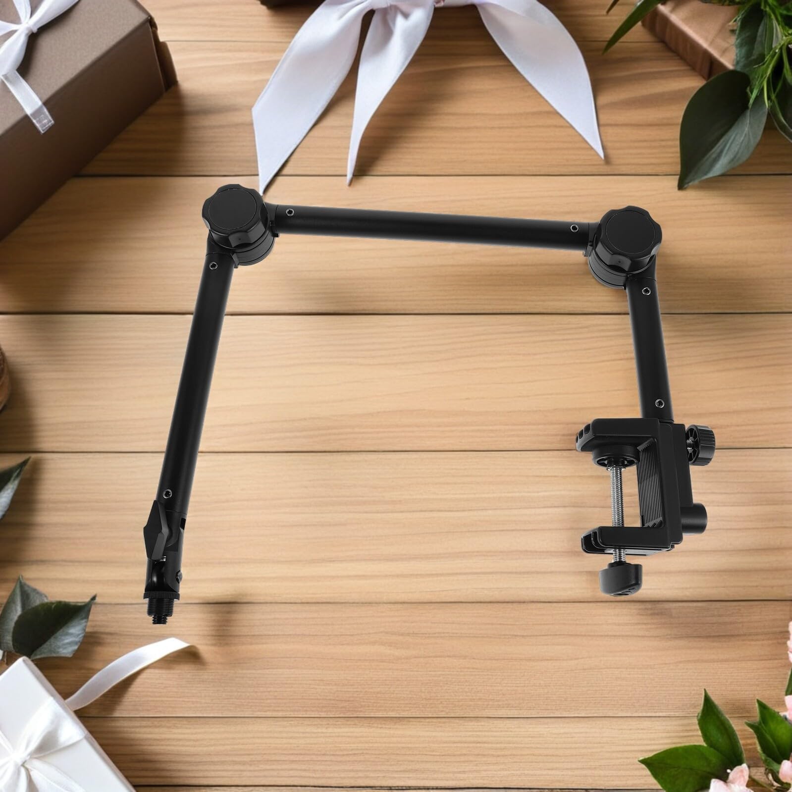 Soporte de Micrófono de Condensador con Brazo Flexible de 360 Grados, Material Metal y Plástico, Clip Ajustable para Escritorio Adecuado para Grabación en Estudio Profesional