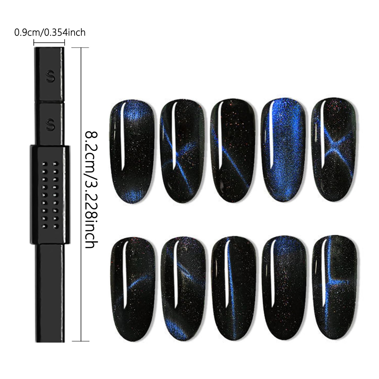 8 szt. Magnes kocie oko do paznokci magnetyczny żelowy lakier do paznokci magnesy do paznokci różdżka magnetyczna tablica kwadratowa pogrubiony mocny lakier do paznokci magnes narzędzia do