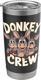 Donkey Crew Funny Theme Cartoon Hee-Haw Farm Birthday Party Stainless Steel Insulated Tumbler