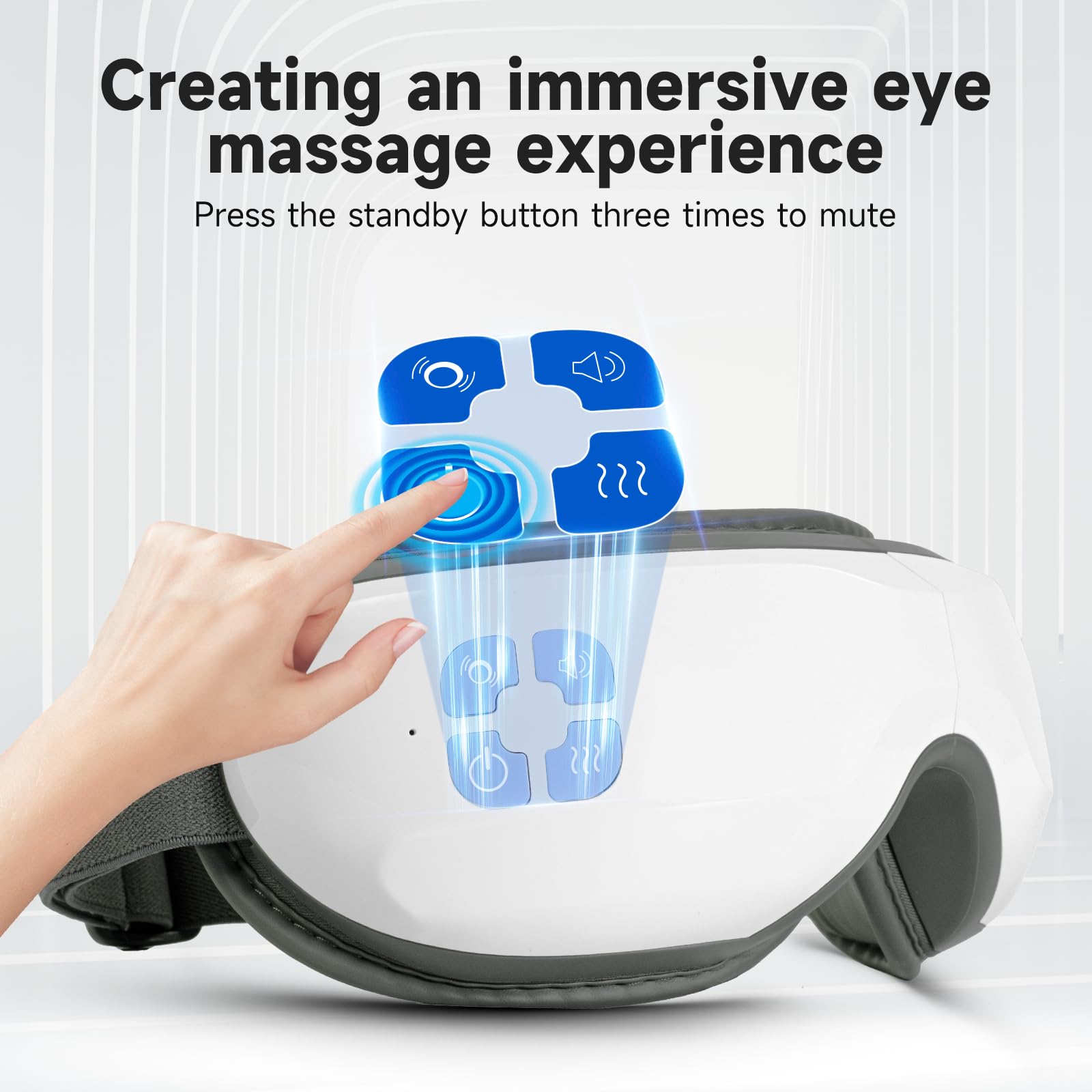 Medcursor Masseur Oculaire avec Chaleur, Masseur Masque Yeux avec Musique et Compression, Soulagement Fatigue Oculaire, Sécheresse, Amélioration Sommeil, Cadeau Homme & Femme