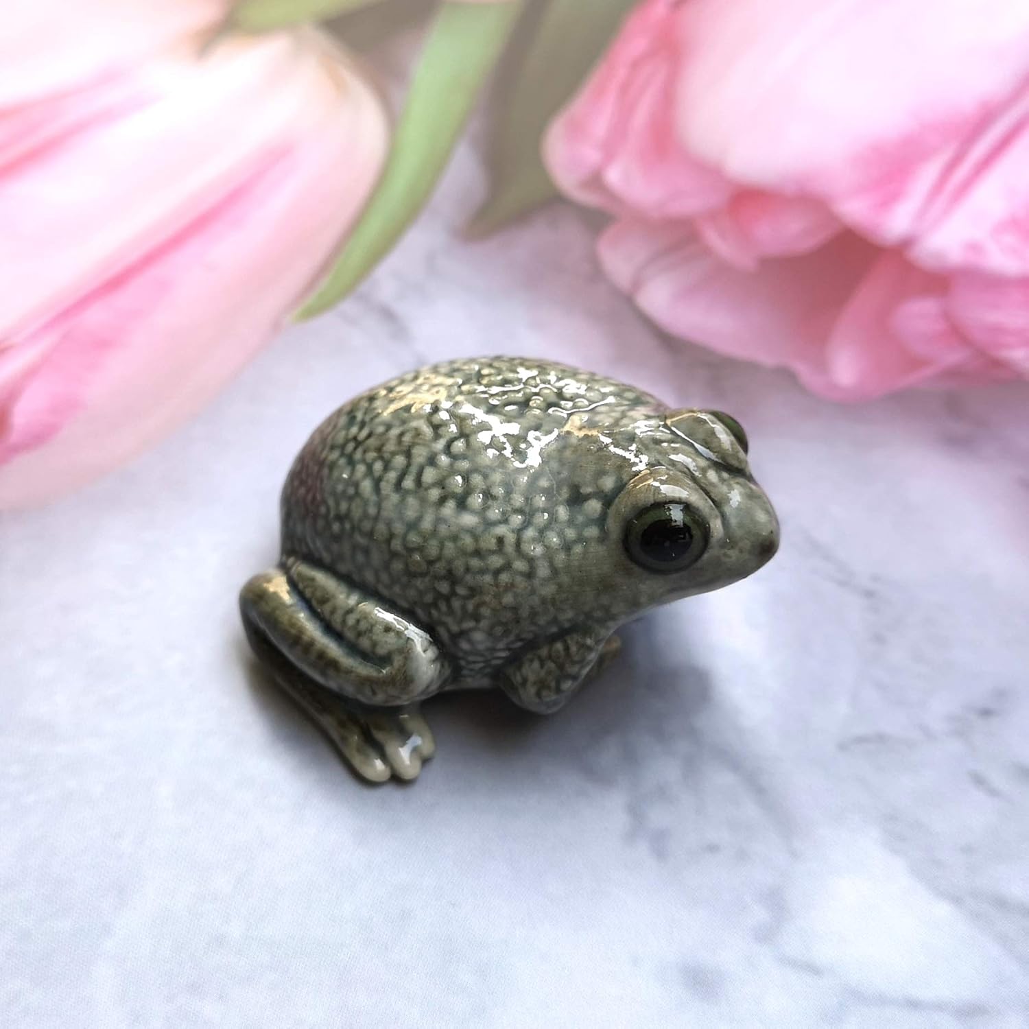 ZOOCRAFT Design Ceramic Frog Toad Figurine Gray Terrarium Garden Decor DIY Craft Porcelain Statue Collectible 1.9 x 2.0 x 1.0 inches - Image 8