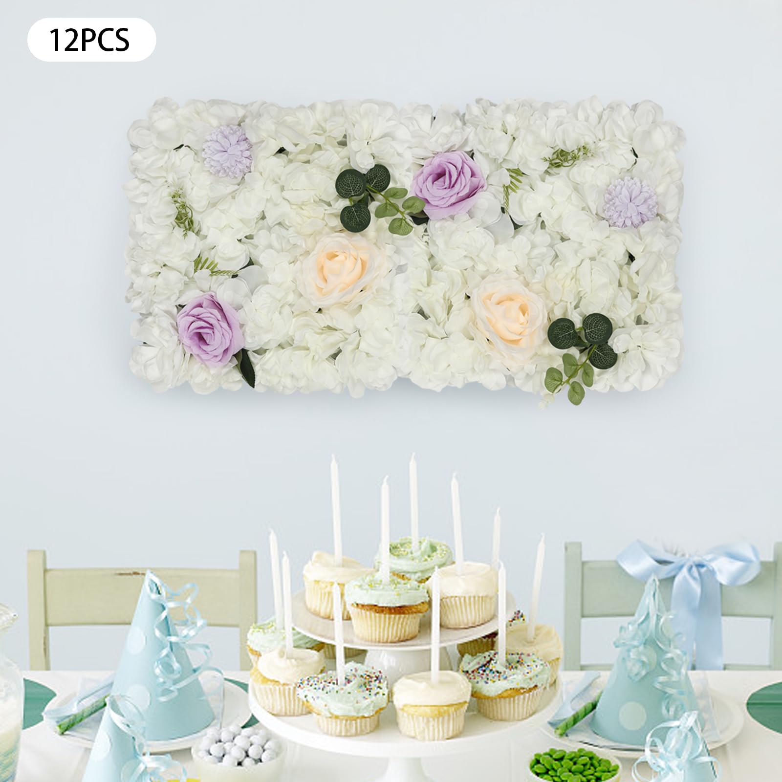Panel ścienny ze sztucznego kwiatu, 12 szt. 3D kwiatowe tło, 38 x 38 cm, sztuczny kwiat, tło ścienne, jedwabna róża, tło kwiatowe, panel ze sztucznymi kwiatami na ślub