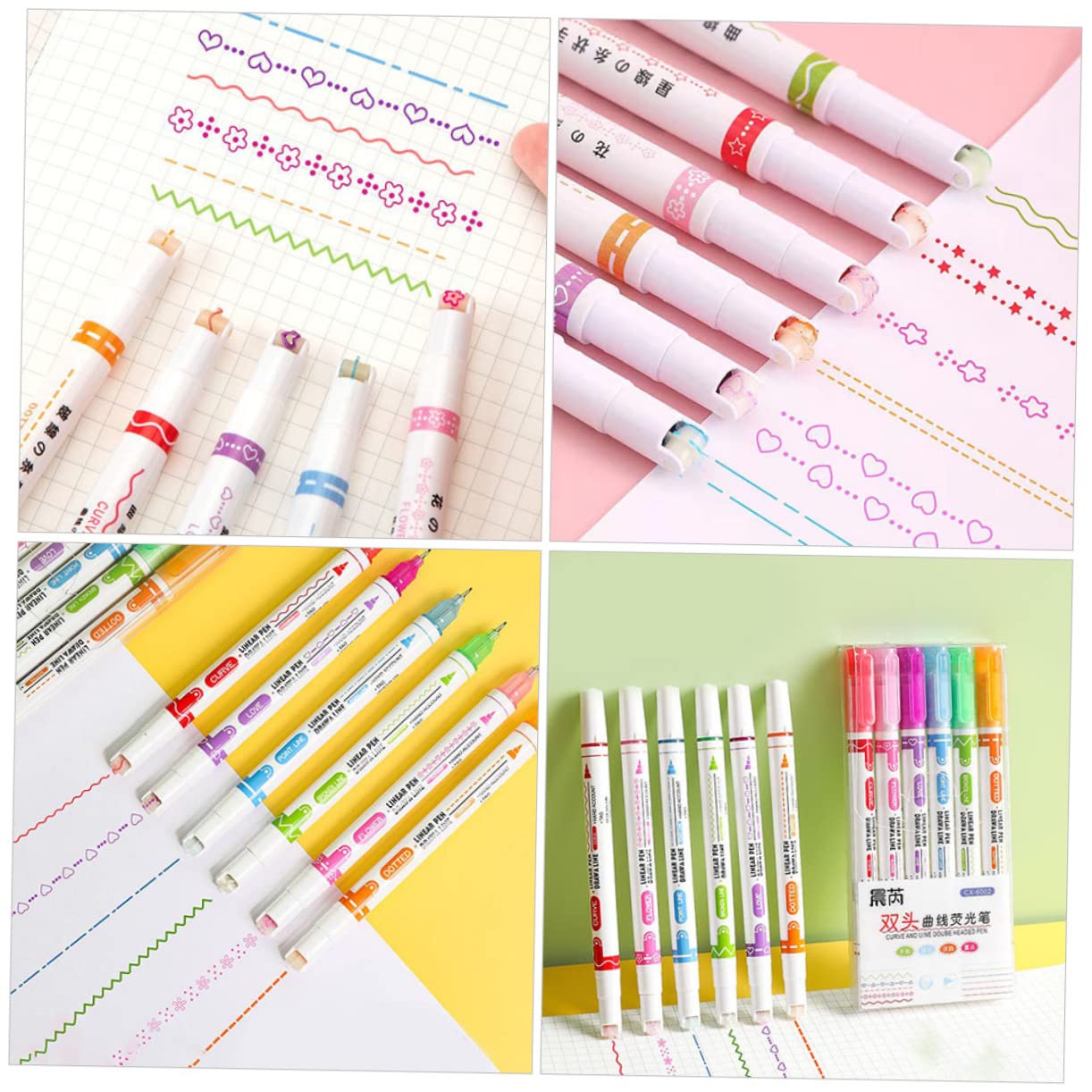 4 Ensembles Stylo Double Courbe Stylo De Peinture Domestique Stylos Courbes Stylos À Bille Stylo pour Scrapbooking Stylo Courbe Multicolore Stylo De Contour Plastique 8 Pièces * 4