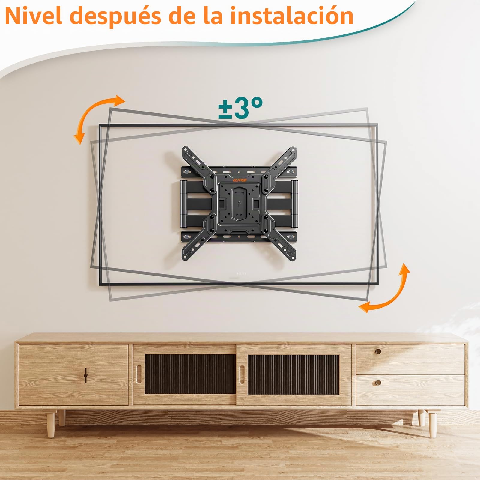 ELIVED Soporte de pared ultra delgado para televisores de 26 a 60 pulgadas, soporte de pared de perfil bajo, soporte de pared para TV giratorio e inclinado, máx. VESA 400 x 400 mm, soporta hasta 40 kg