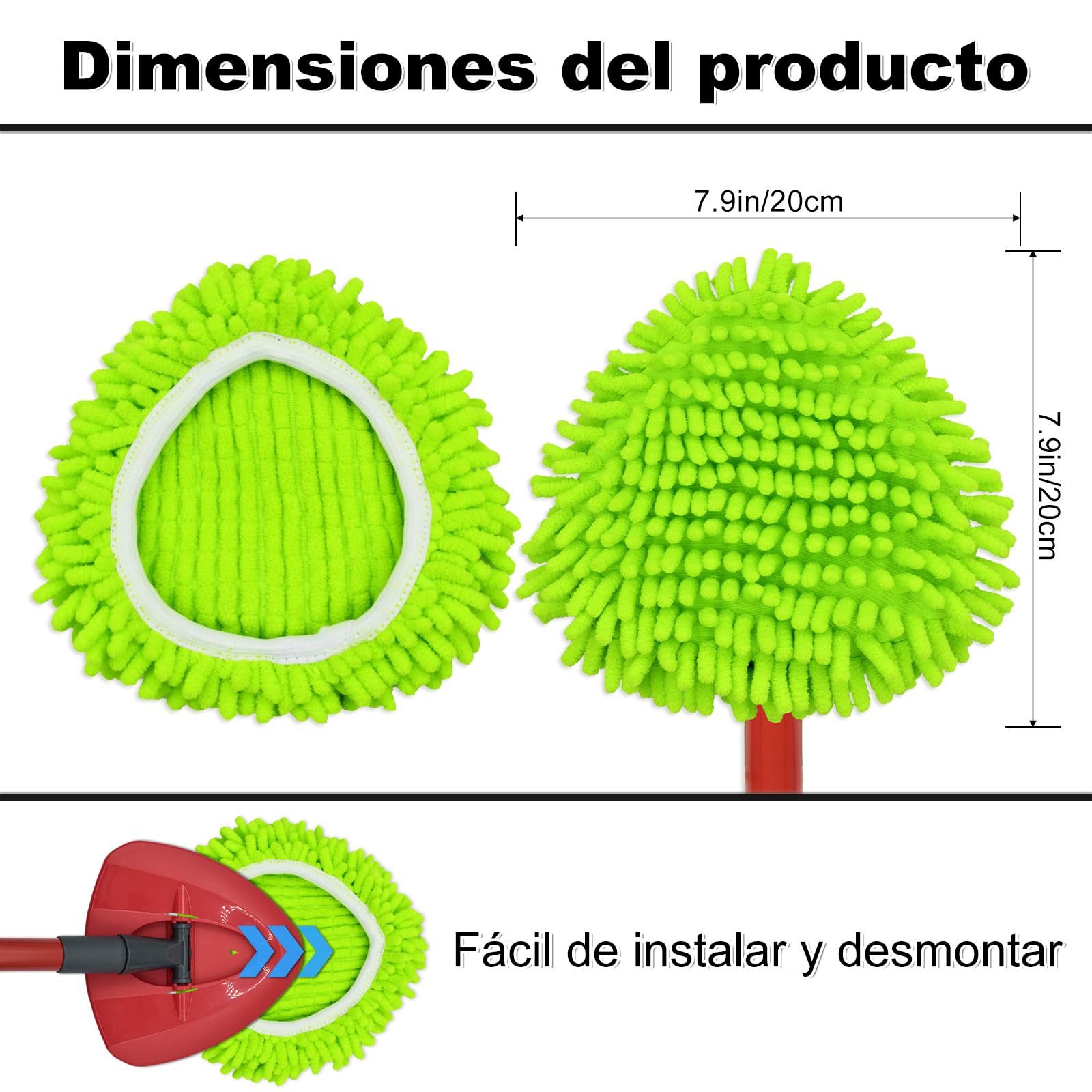 Vileda Turbo 2 in 1 EasyWring Clean Spin Mop Cabezas de Fregona de Repuesto Microfibra