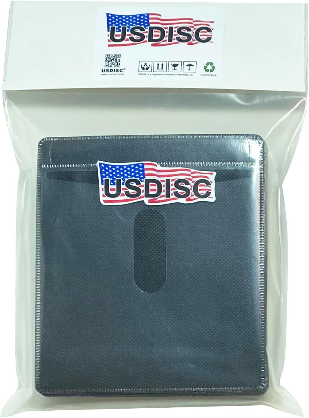 USDISC Plastic Sleeves, Double-Sided 2 Disc, Black, Pack of 600