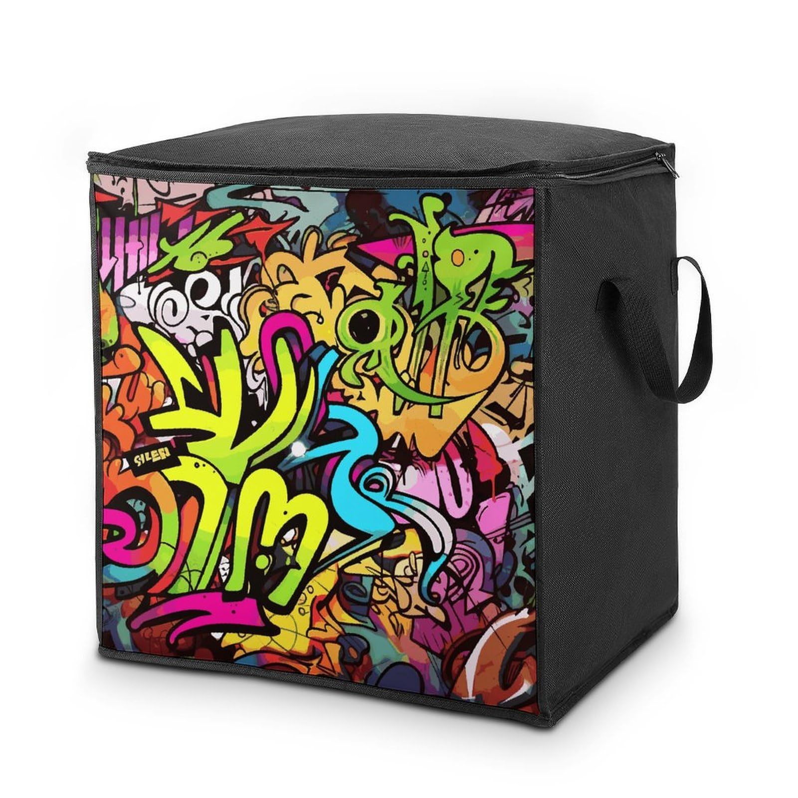 Fekiloot Style Graffiti Drawing Storage Bags With Reinforced Handles,Moving Bag With Zipper,Closet Organizers,Compression Packing Cubes