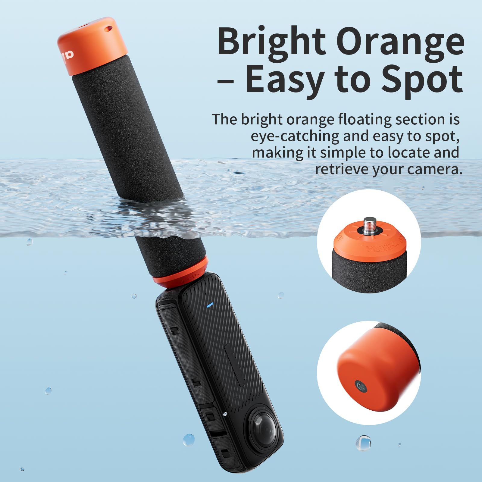 Mango flotante para cámara de acción DJI Action 5 Pro/4/3 para Insta360 X5/X4/X3 Hero 8/9/10/11/12, resistente al agua
