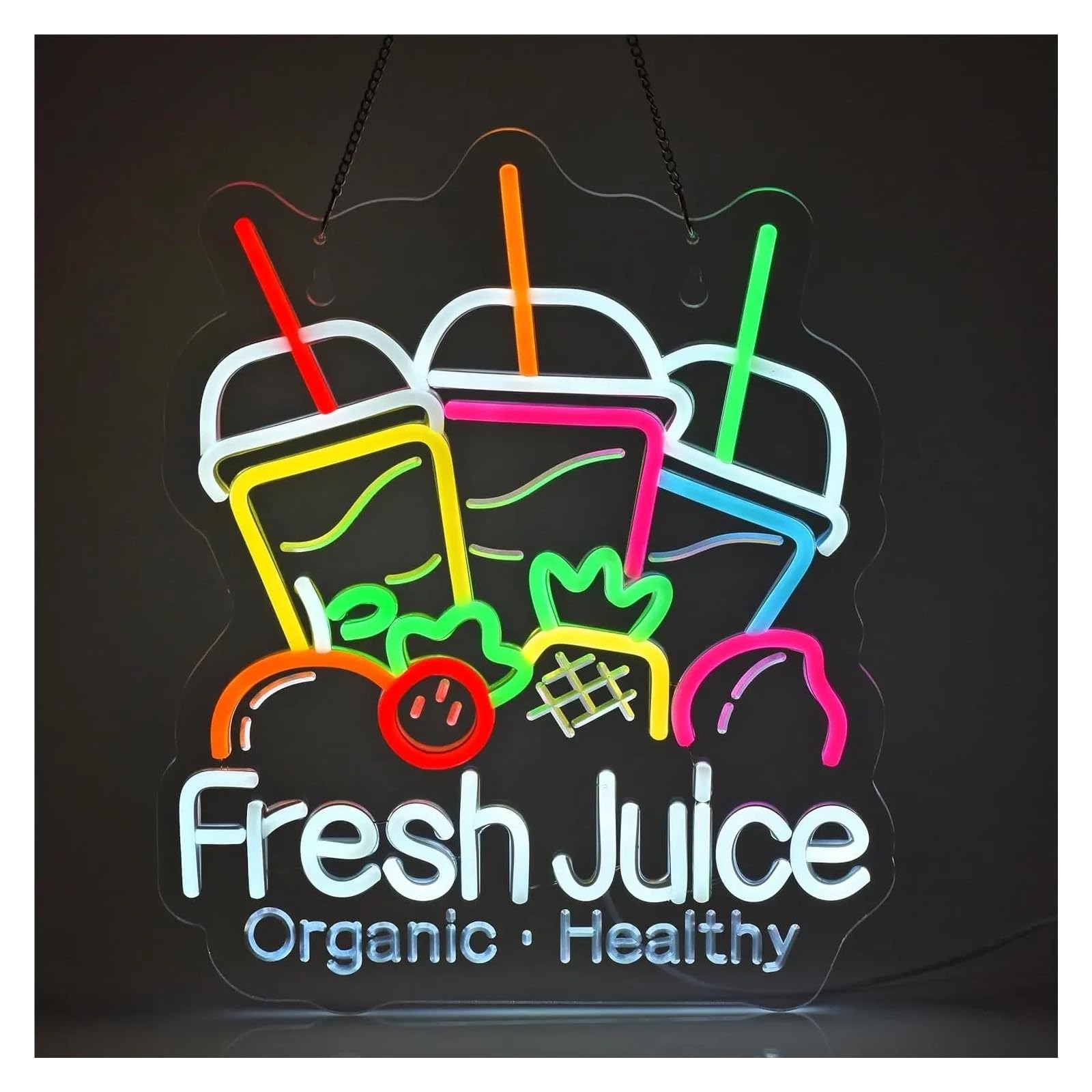 LEMST Sign Lamp Fresh Juice Neon Sign Dimmable Energy-Efficient Night Light for Business Shop Market Party Wall Decor 32cmх39cm
