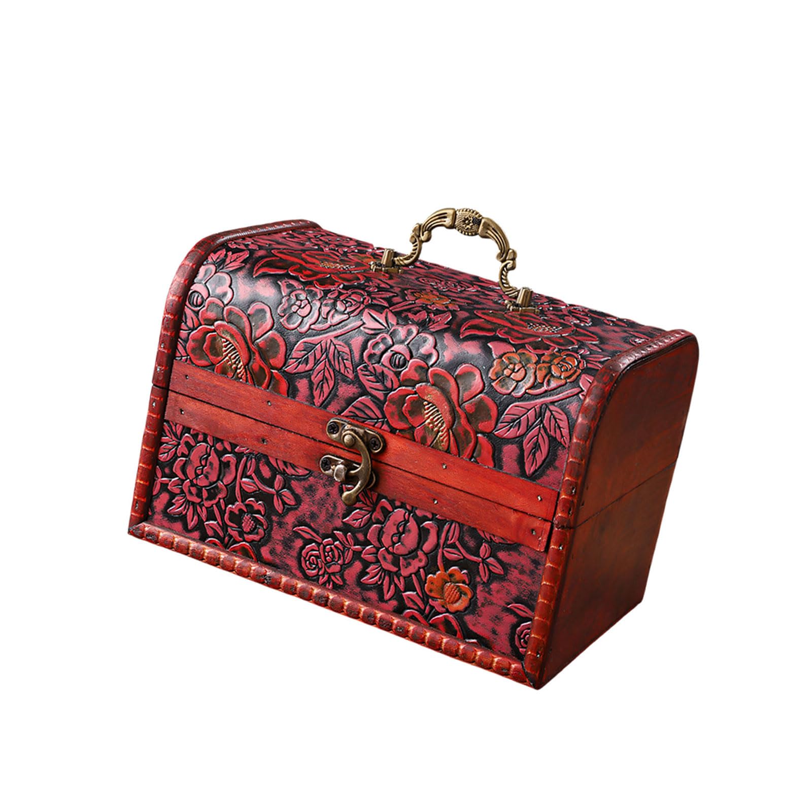 Piceioep Spacious Wood Storage Box for Jewelry Watches Featuring Antique Look for Home Decoration Jewelry Box