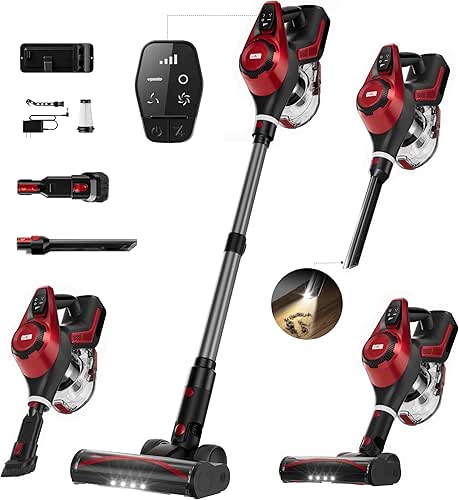 Cordless Vacuum Cleaner, 30Kpa Home Stick Vacuum, Smart Display &