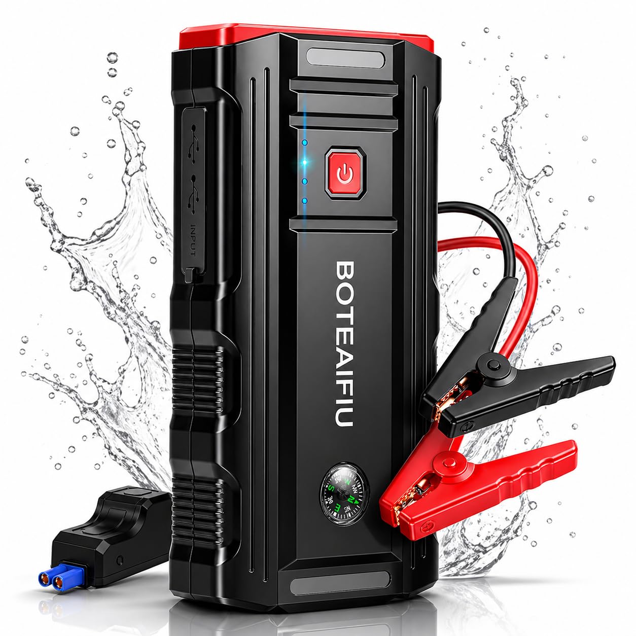Starthilfe Powerbank,2000A Auto Starthilfe für 8.0L Benzin und 6.5L Auto Batterie Booster Starter Powerbank Tragbares mit LED Taschenlampe für 12V Fahrzeuge SUV Motorrad ATV Rasenmäher