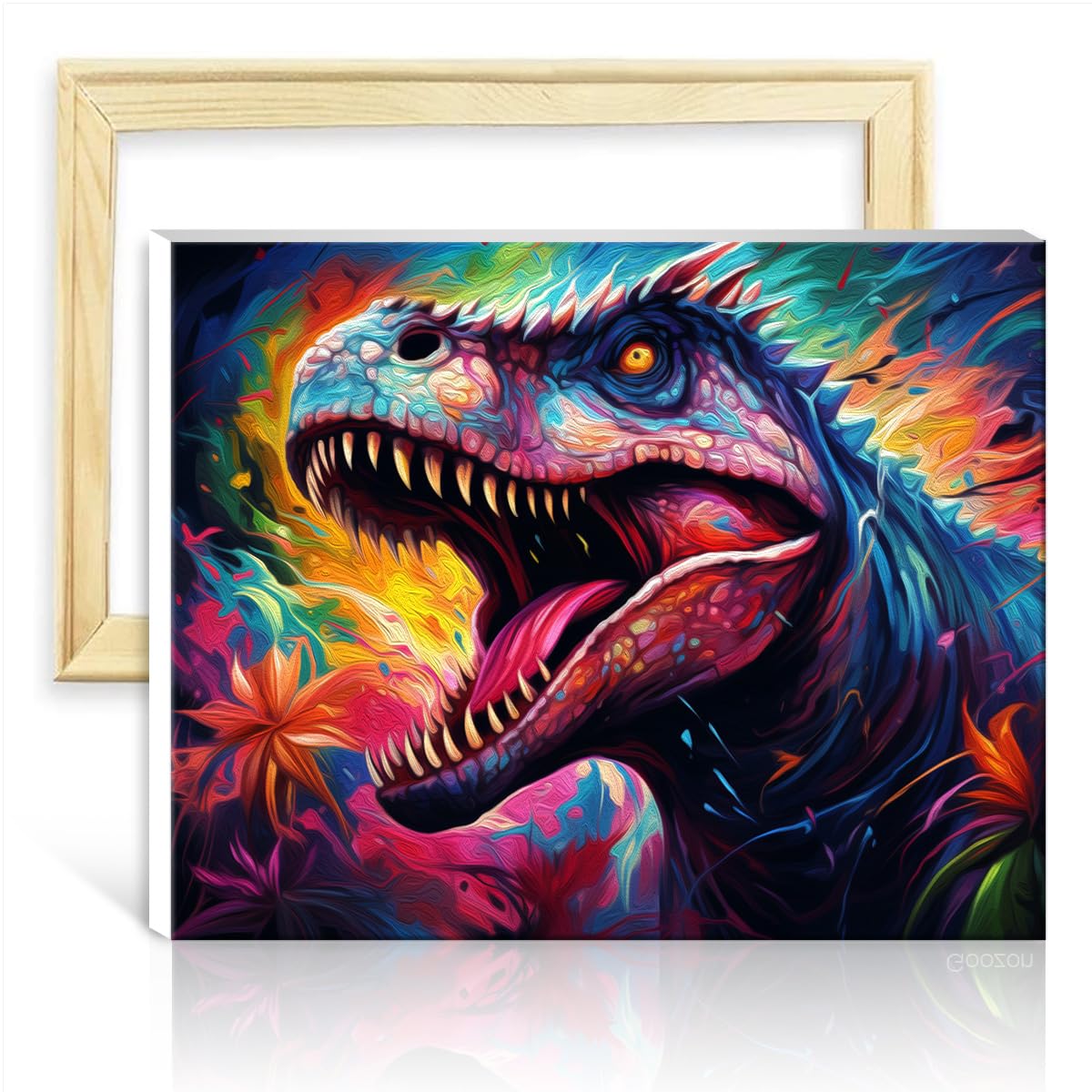 TANGFEIY on Canvas Easy to Paint Artwork Dinosaur DIY Oil Painting Kits on Canvas Acrylic Number with Paintbrushes Home Decor Painting Gift DIY Frame(40x50cm) โ image 1