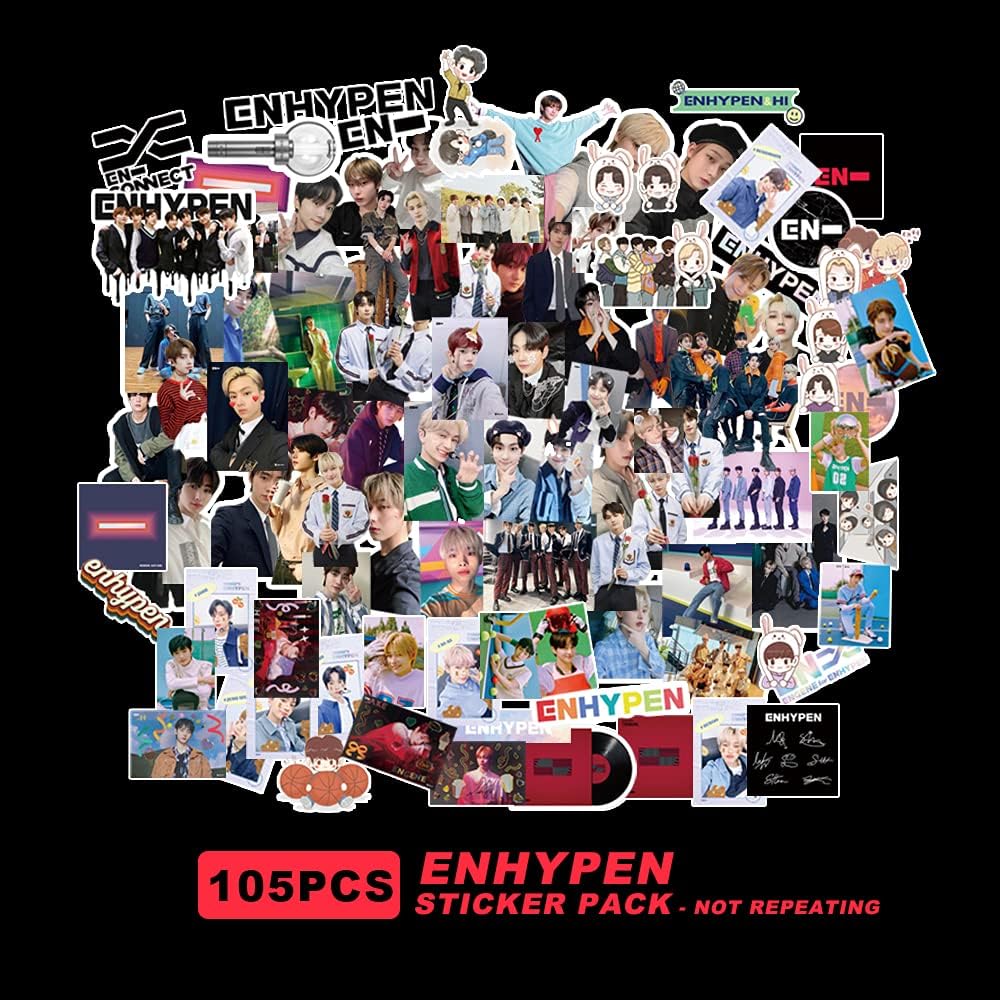 amazon com yoggoo enhypen sticker 105pcs animie sticker for laptop en connect sticker waterproof vinyl enhypen sticker pack electronics