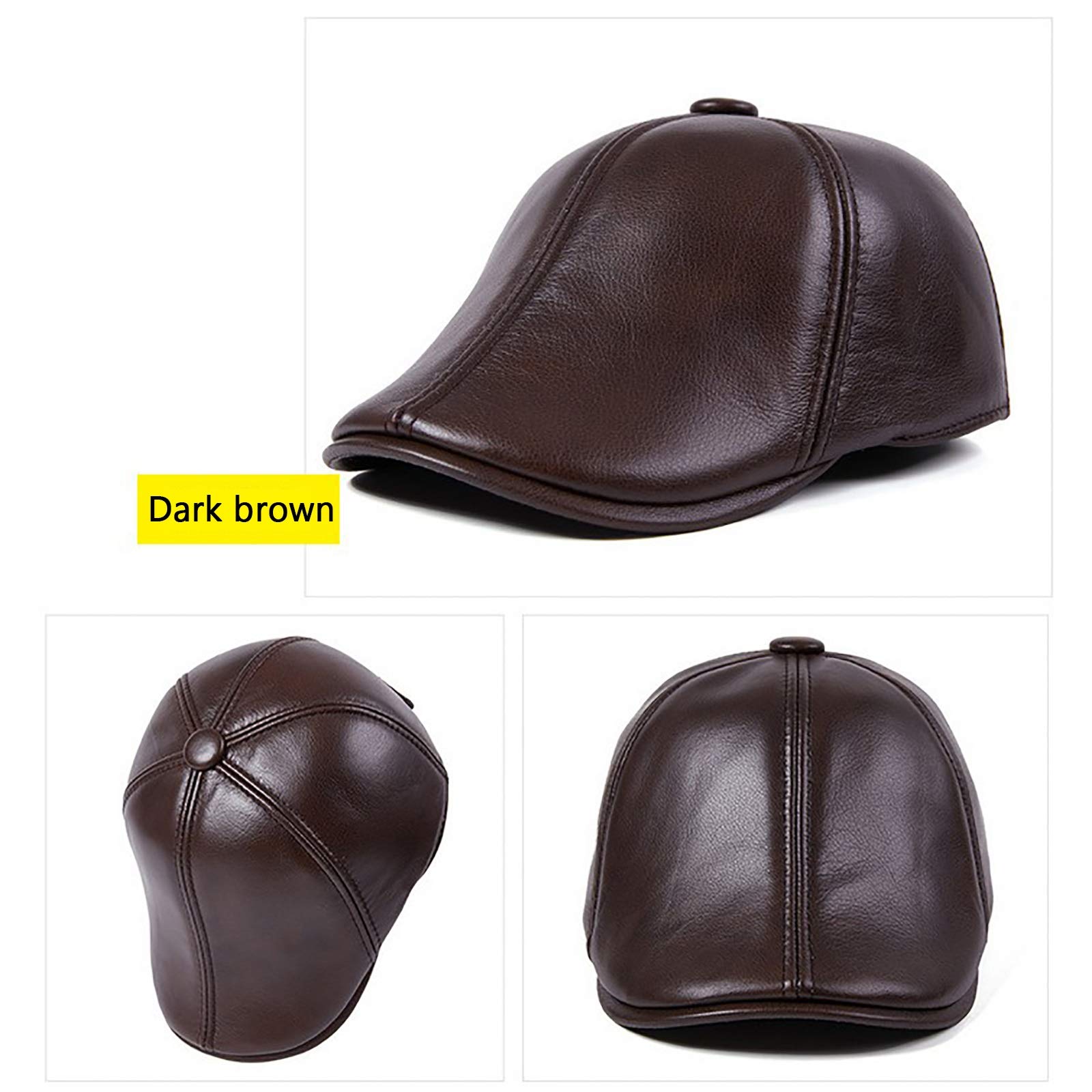 G&F Uomini Pelle Berretto Cappello Golf Regolabile Cappello Strillone Inverno 55-60 Cm