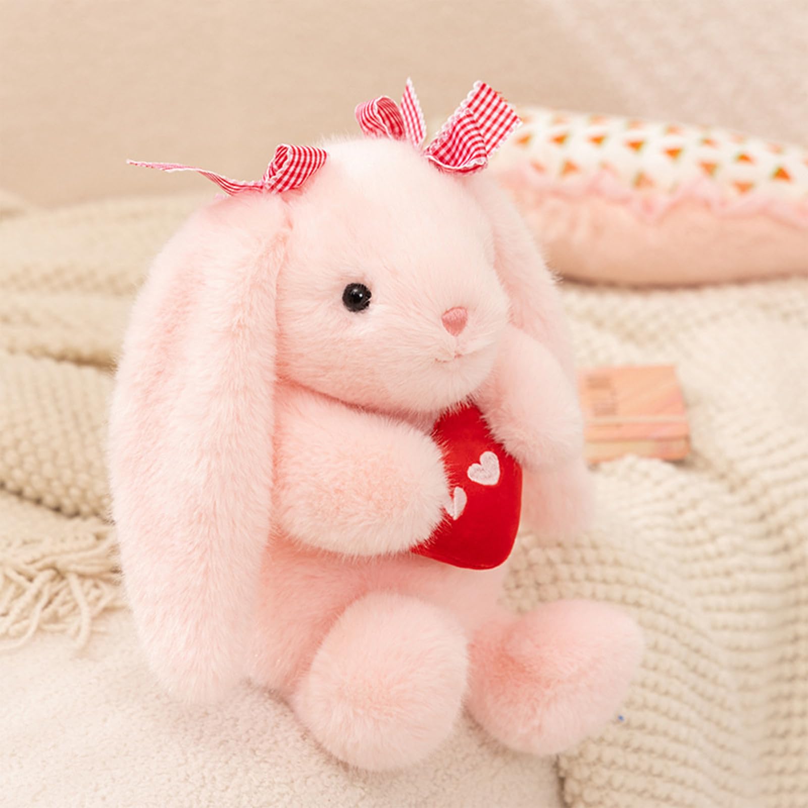 Amazon.com: PEACH CAT Love Bunny Stuffed Animals Holds Red Heart 8
