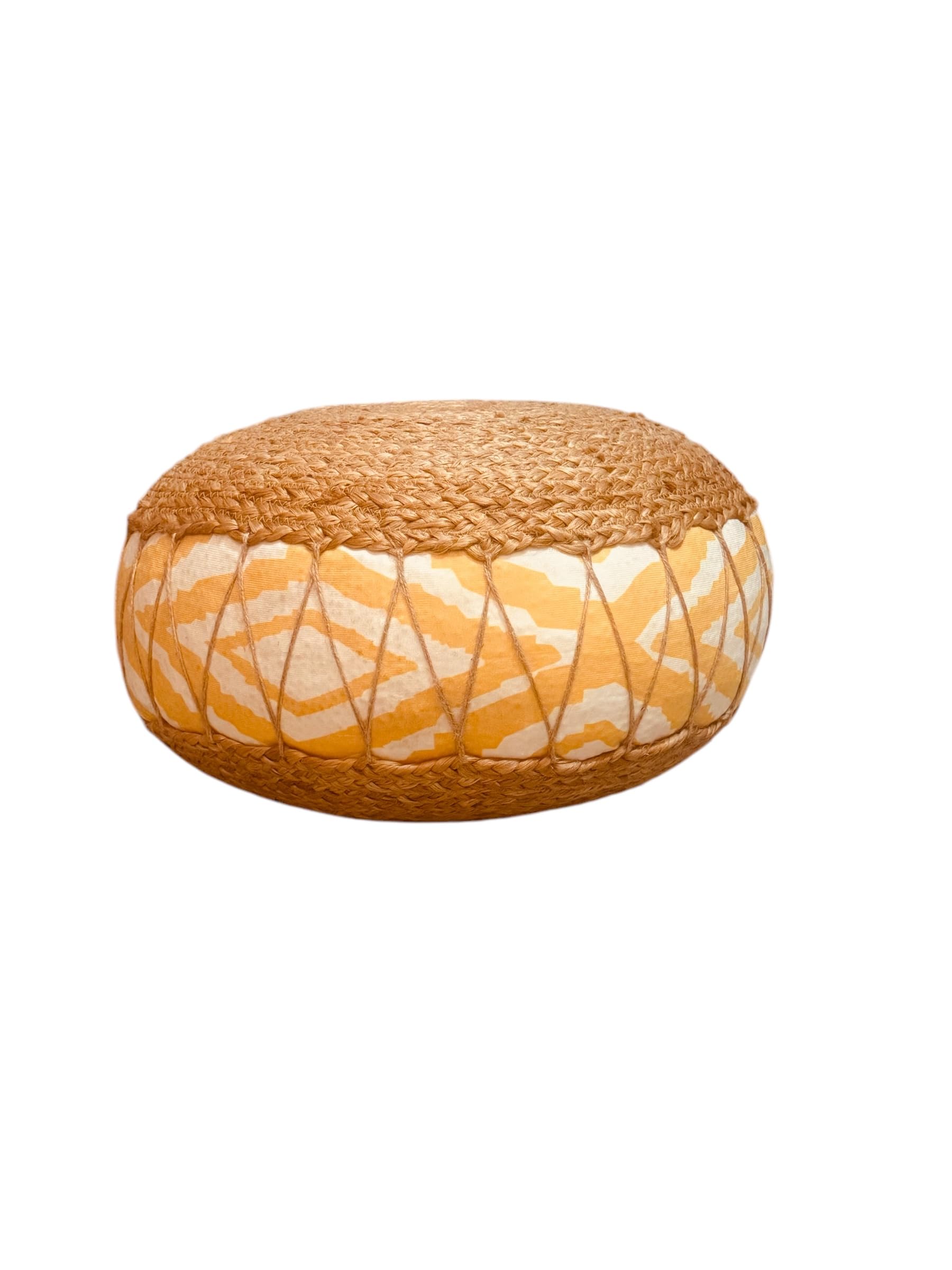 PrintShoppie Jute Ottoman Pouffes for Living Room Sitting (1 Piece, 50x50x20 cm) – Handcrafted Pouf, Bean Bag, Yoga Cushion for Meditation, Footrest, Home Decor (Yellow)-image-13