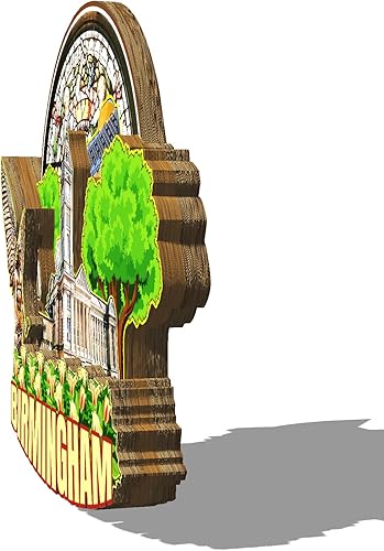 Miniatura 2 de Imán de nevera, Birmingham Inglaterra, de madera 3D, monumentos coleccionables, decoración hecha a mano