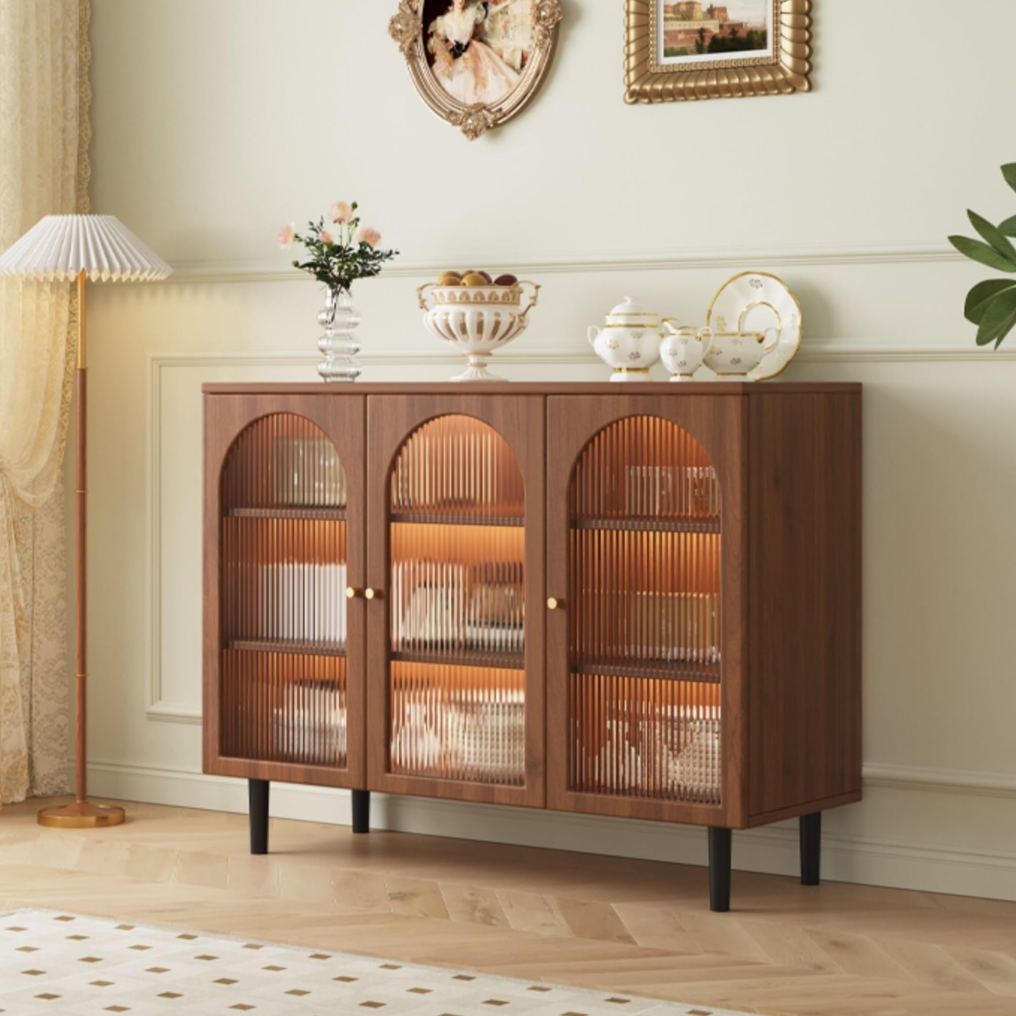 Armadio cucina Sideboard Rattan Storage Three-door Kitchen 120cm stoccaggio