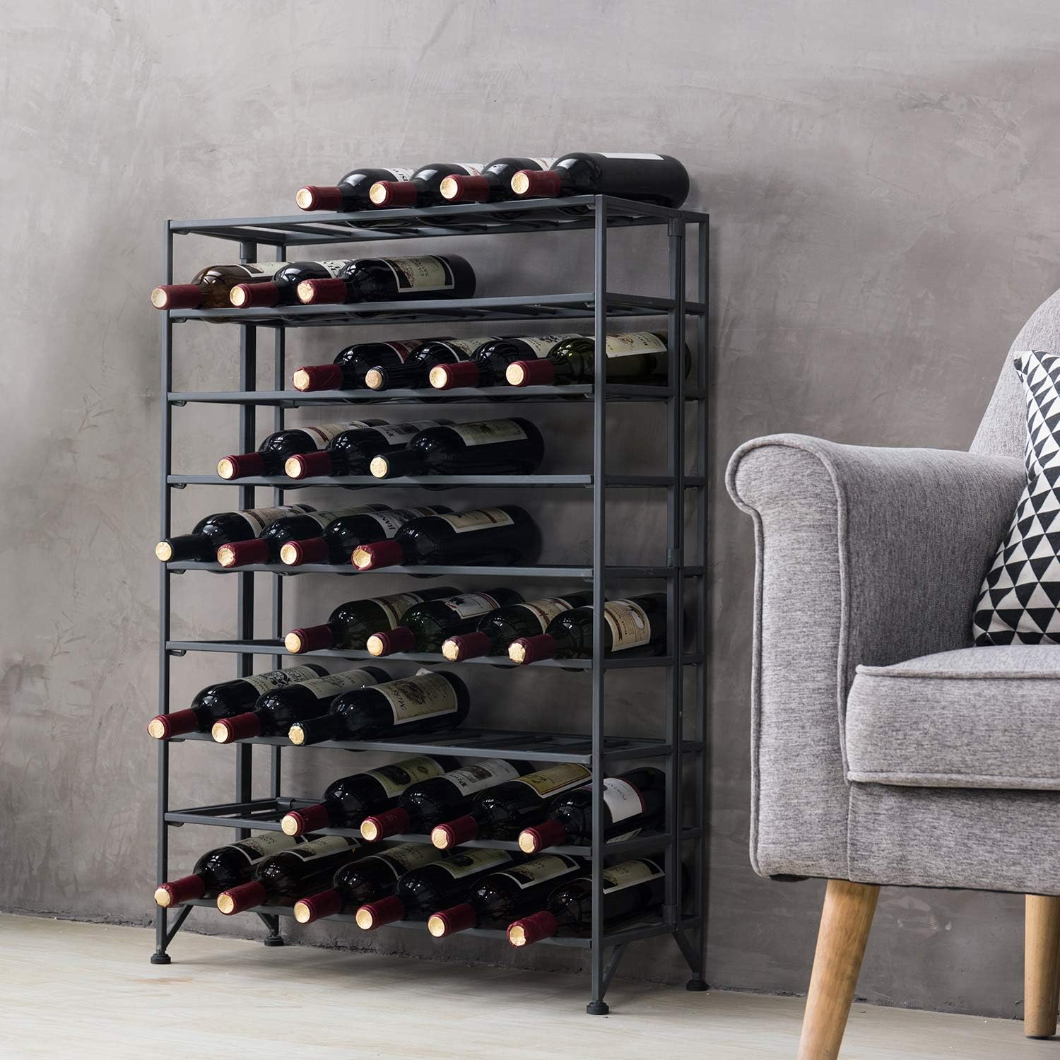 Buy MyGift Gray Metal Wine Rack Freestanding Floor Stand, 9 Tier Wine