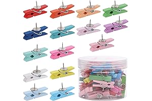 50PCS Colorful Wooden Clothespin Tacks for Crafts and Artwork Display
