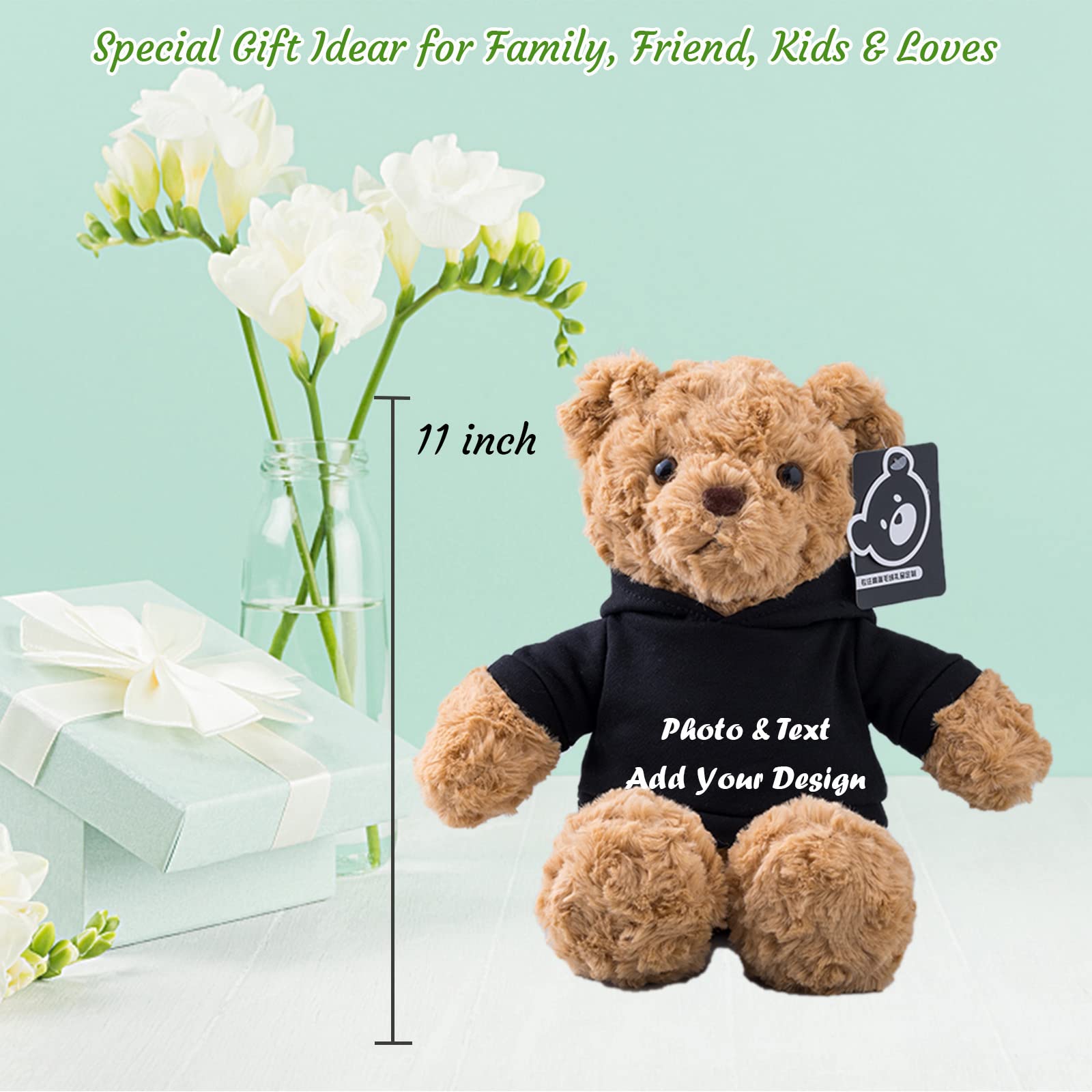 Personalisierter Teddybär Mit Text & Foto – Perfektes Valentinsgeschenk Für Ihn Oder Sie (26 Cm)