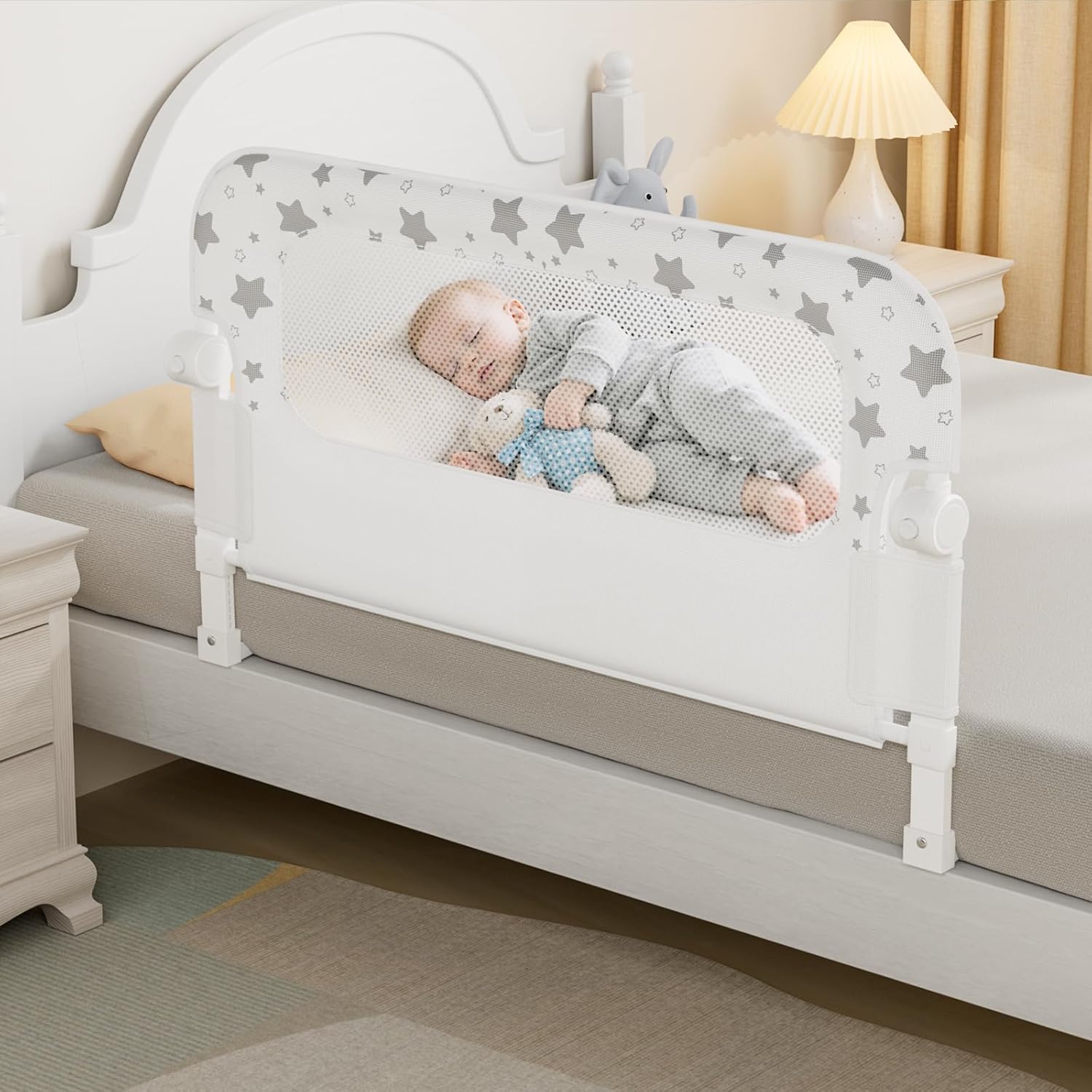 NUTIKAS Baby Bed Rail Guard for Crib – 35.7″ Toddler Bed Rails for Twin,Full, Queen, Toddlers, Bunk Size Bed Swing Down Bedrail Extral Tall Child Safety Side Railing Guards for Kids NUTIKAS Baby Bed Rail Guard for Crib – 35.7″ Toddler Bed Rails for Twin,Full, Queen, Toddlers, Bunk Size Bed Swing Down Bedrail Extral Tall Child Safety Side Railing Guards for Kids