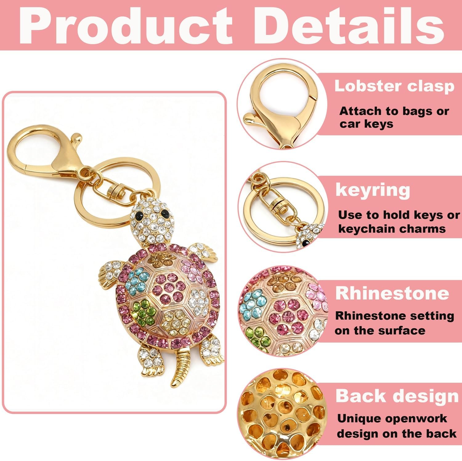 Animal Pendant Key Chains Ring Crystal Bling Turtle Whales Horse Elephants Koala Flamingos Owl Frogs Keychain for Women Girls