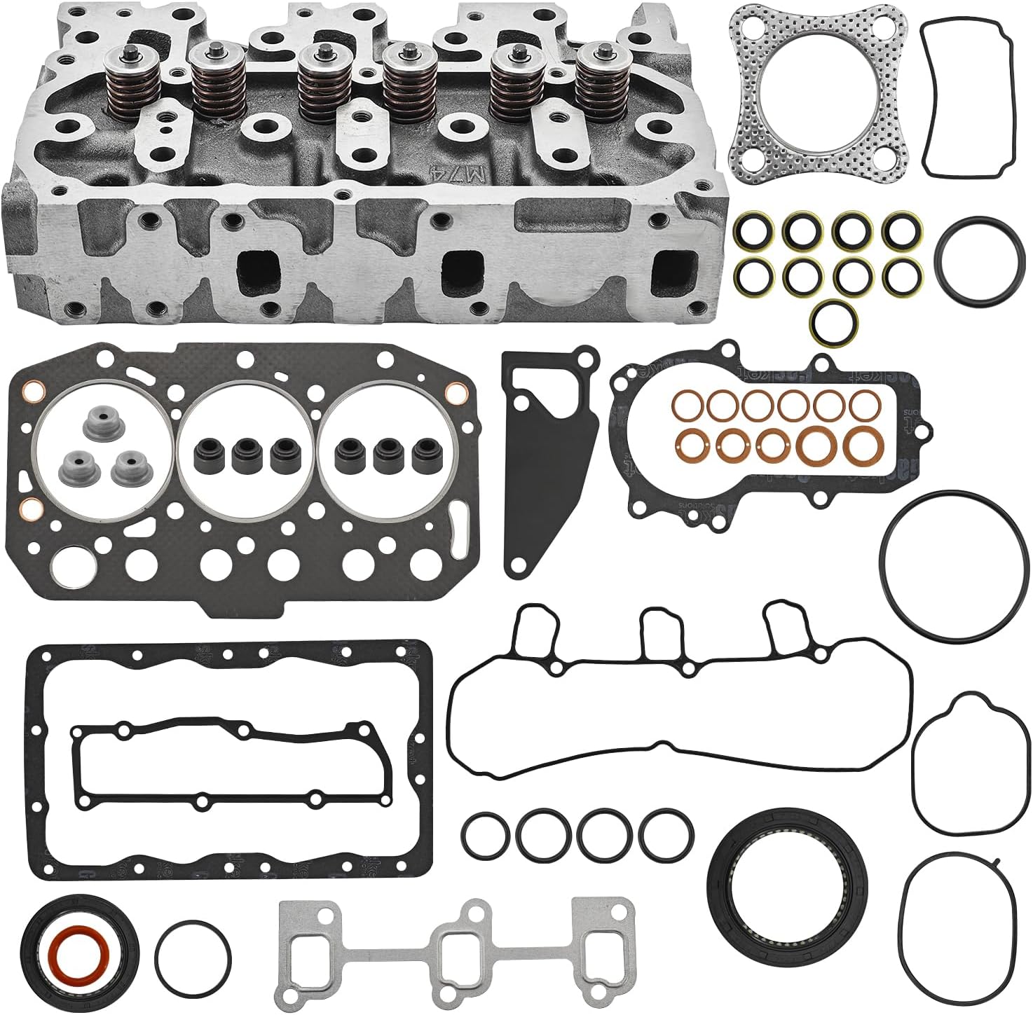 3TNM74 Cylinder Head Assy and Gasket Set Fit for Yanmar 3TNM74F-SAKV Engine SCT1 SA221 Tractor for John Deere 1023E Engine 3TNV70 119515-11740 11951511750