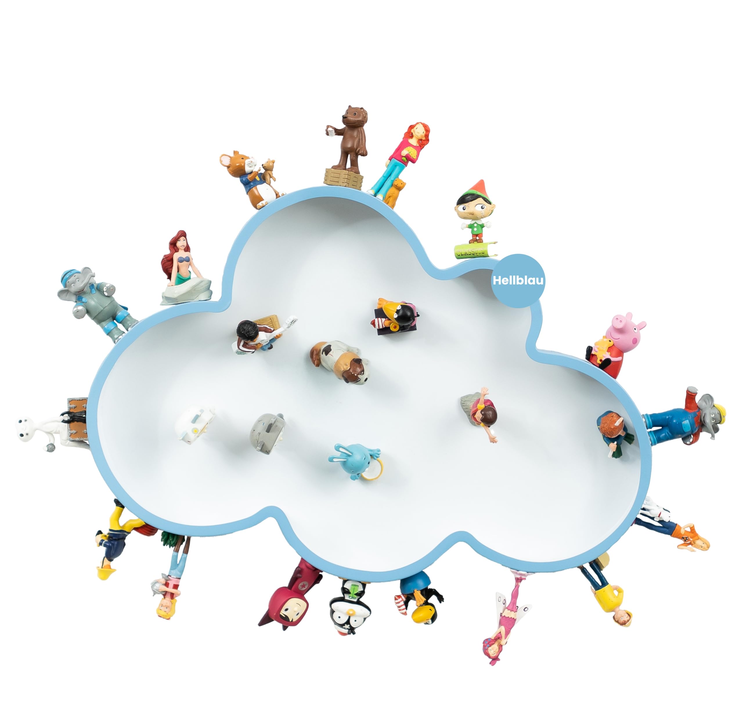 KD Essentials – Étagère Tonie, Présentoir Pour Enceintes Et Figurines ( étagère Murale Pour Chambre D'enfant En Bois, Adaptée à Une Toniebox Et De Nombreux Tonies Avec Fixations Magnétiques, Bleu Ciel