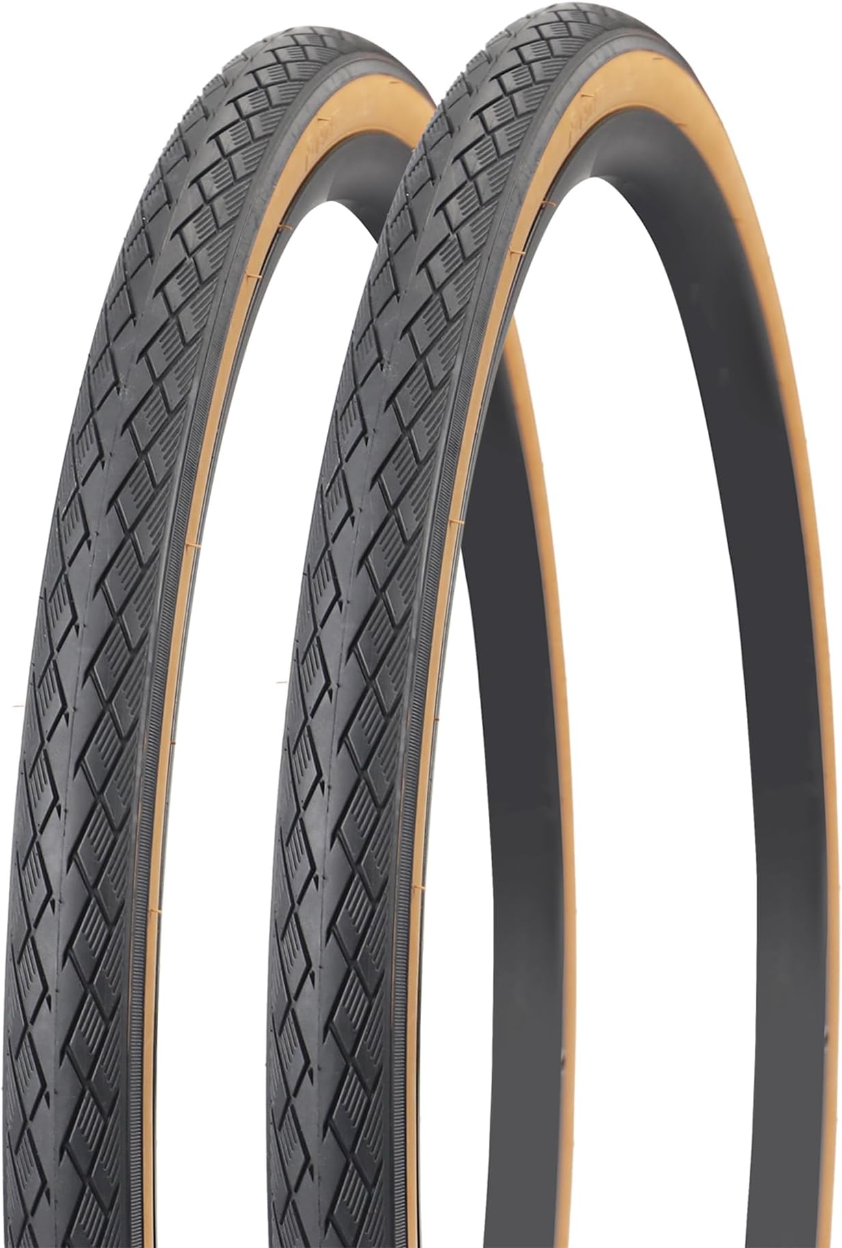 2 Pack 700x35c Road Bike Tire Gravel Bike Tire City Bike Tire Brwon Side Wall/Black Compatible Replacement Bicycle Tire