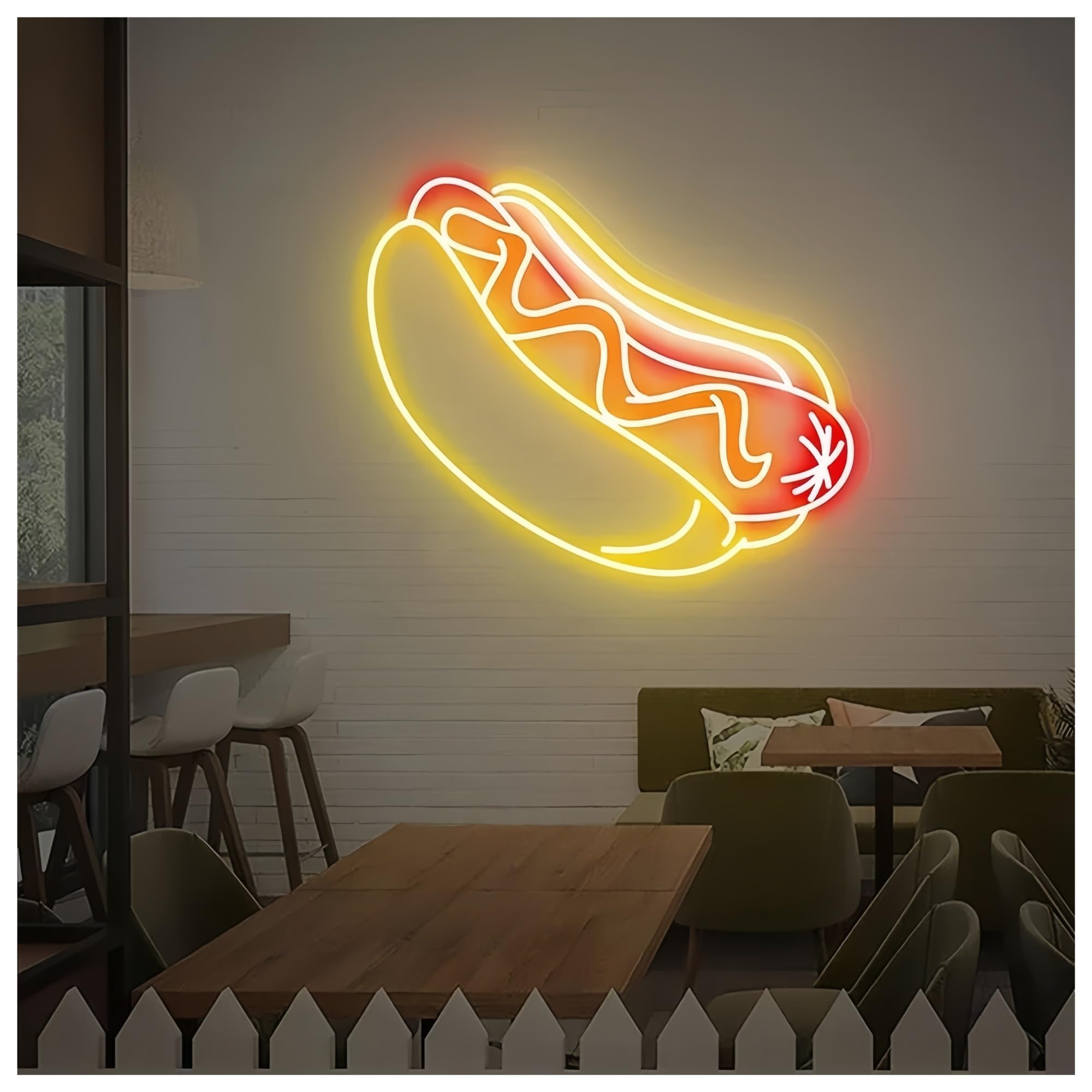 SHOUXI Sign Lamp Hot Dog Neon Signs USB Powered Sausage Neon Lights Suitable for Restaurants Party Decor Commercial Signs(C,50CM)