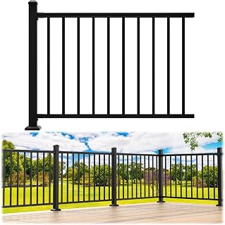 36 in. H x 4 ft. W Porch and Deck Railing Kit, Aluminum Railing Kit, Black Textured Powder-Coat Finish Rail System for Outdoor Decks, Porches & Balconies(1 Post, 1 Panel)