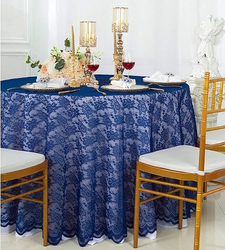 Wedding Linens Inc. Superposiciones de encaje de 108 pulgadas, manteles de encaje redondos, manteles de encaje superpuestos, manteles de encaje para