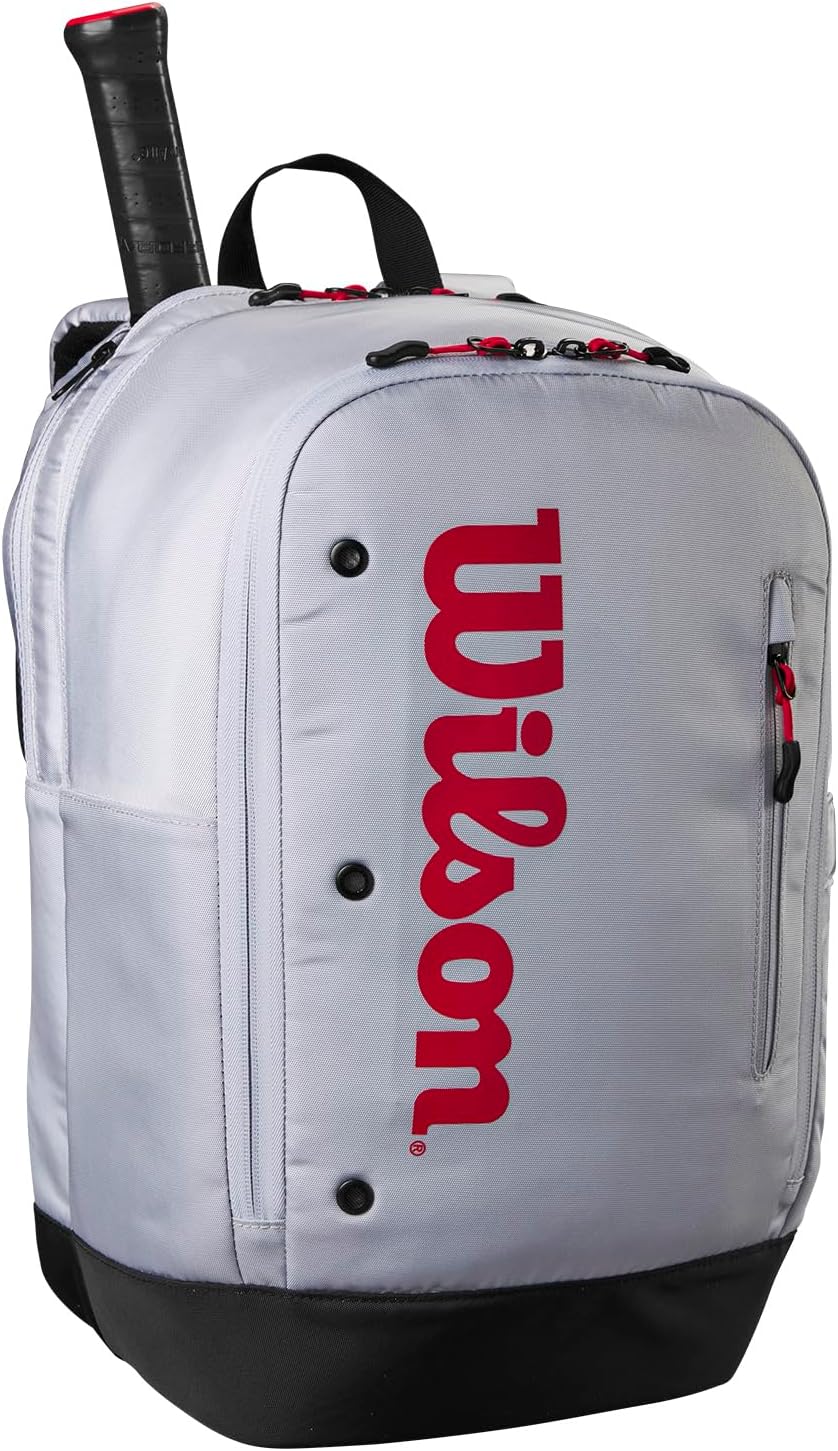WILSON Pickleball Backpack - Holds up to 2 Paddles, Grey/Red