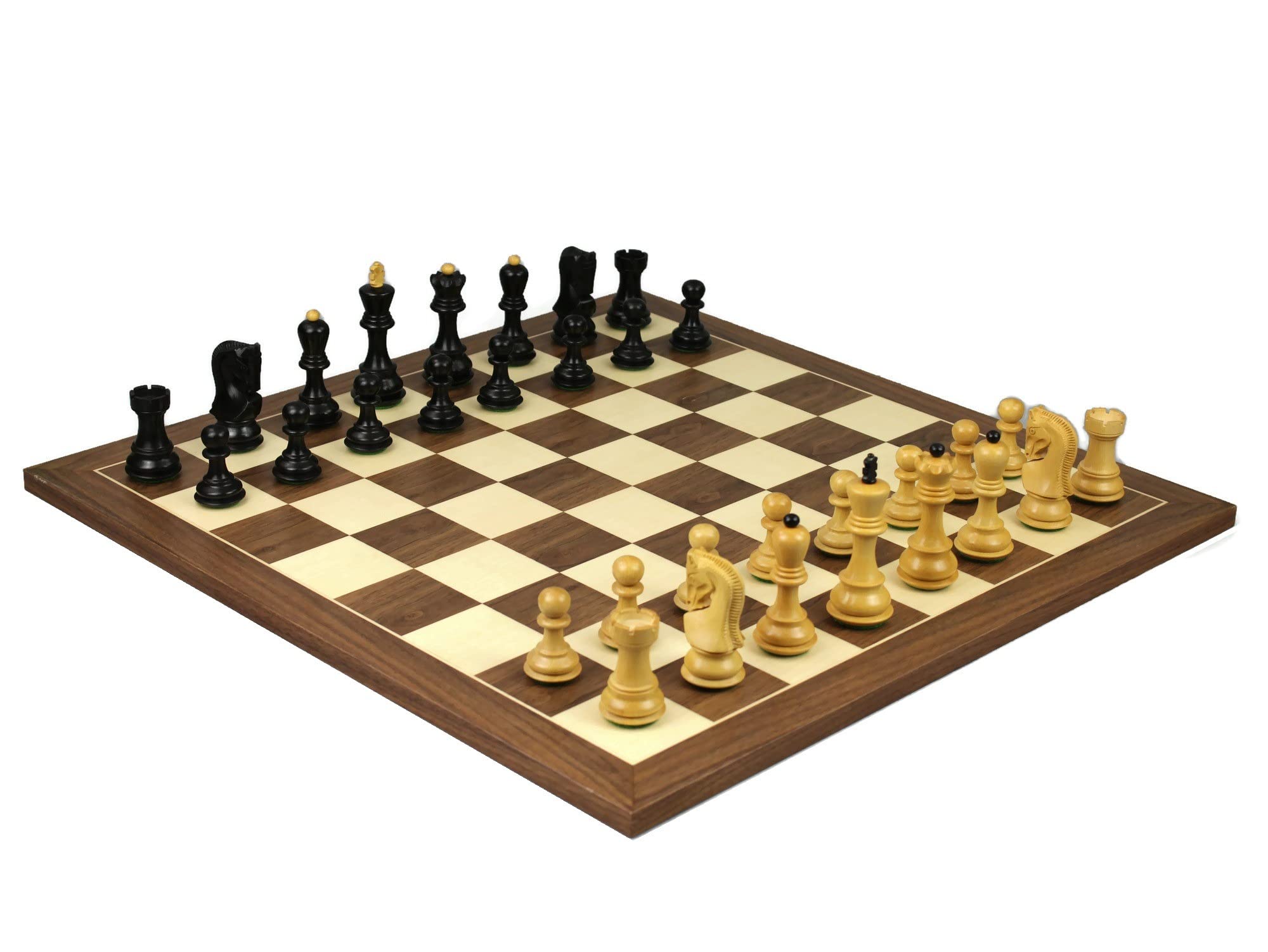 Set di scacchi in legno con tavola in noce da 20 pollici ponderata in ebano Zagabria Staunton pezzi da 9,75 cm