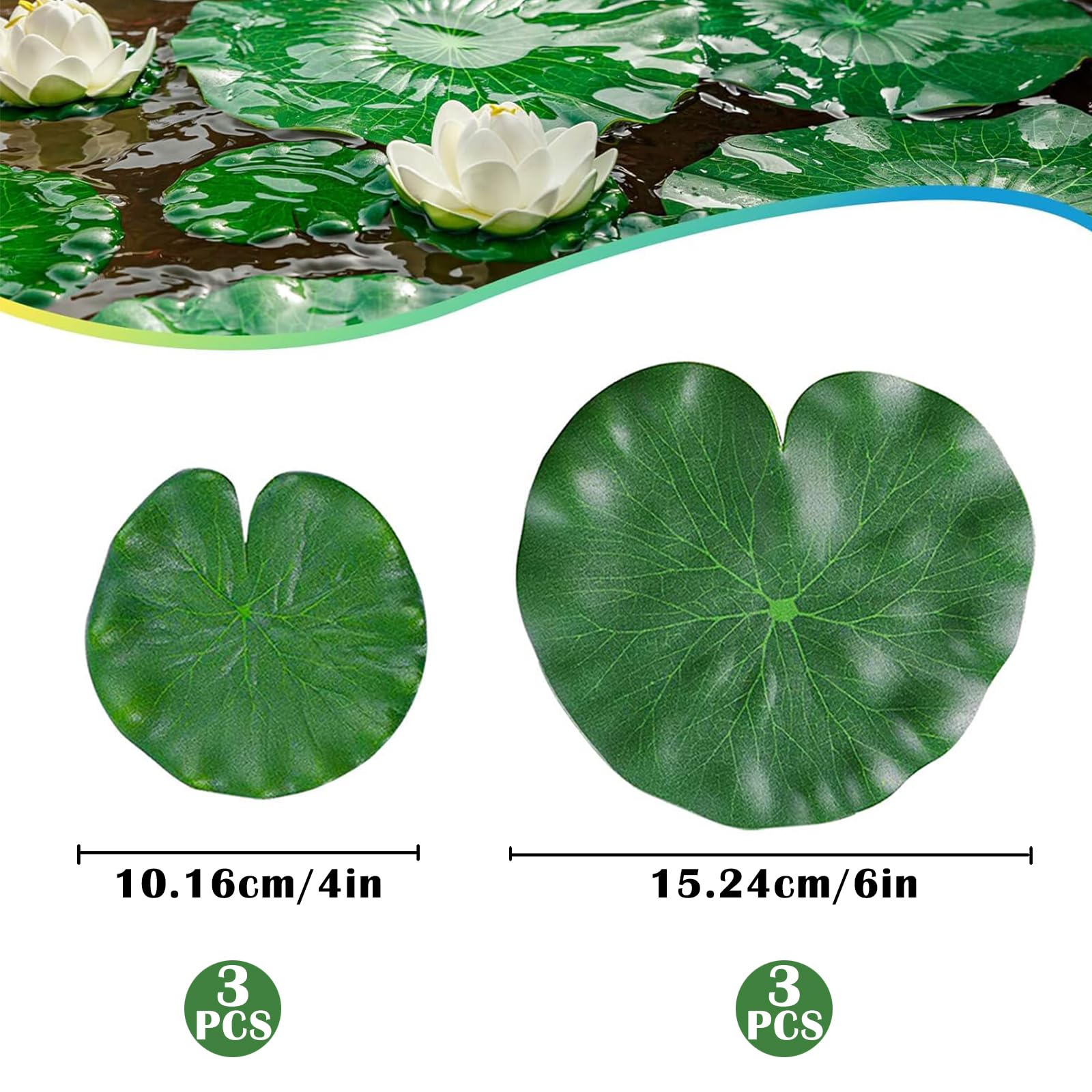 Foglie di Loto Artificiali, 6 pezzi Foglie di Loto Artificiali Galleggianti,Ninfee Galleggianti,Foglie di Loto Artificiale,Foglie Galleggianti per casa, giardino, laghetti, piscine, acquari, acquari