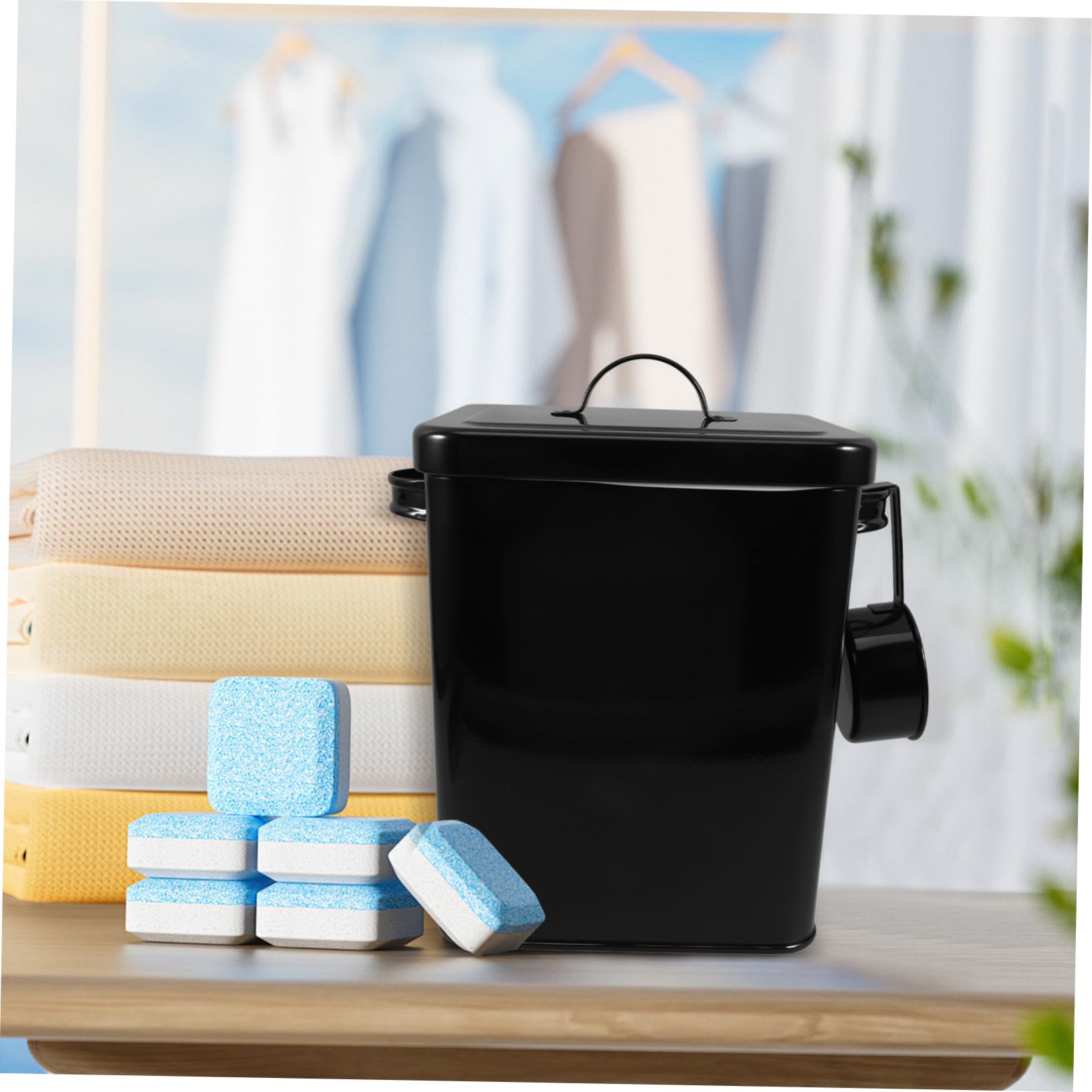 PRETYZOOM Contenedor de Almacenamiento Metálico con Cuchara Recipiente Hermético con Tapa Contenedor Multifunción para Alimentos de Cocina para Guardar Arroz Harina y Otros Ingredientes la D
