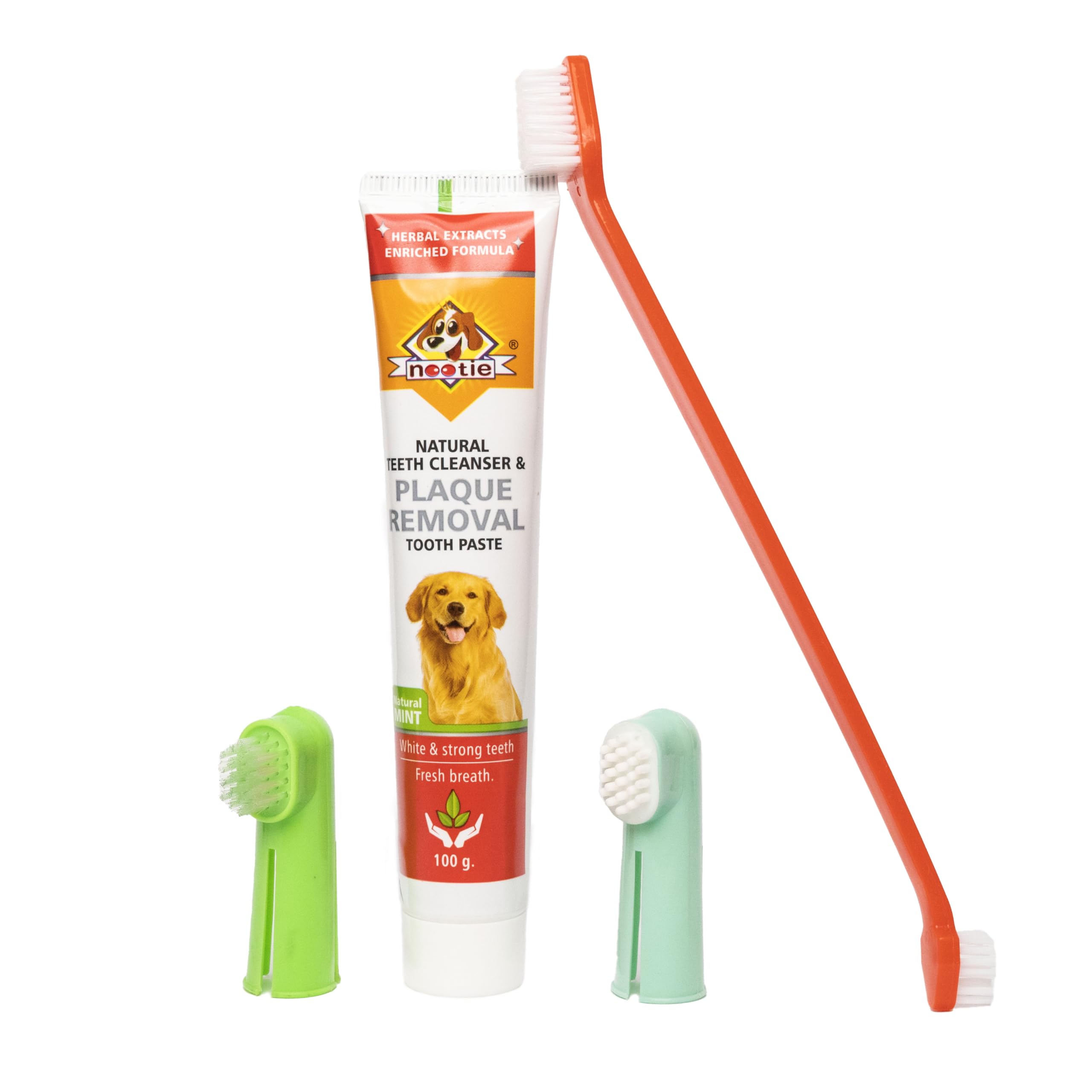 Nootie Dog Dental Hygiene Kit with Toothpaste with Pleasant Mint Flavour (100 g), Finger Toothbrush, Two-Sided Toothbrush with Two Different Brush Heads-(Red) (B0CLLSXN8G) Amazon Price History, Amazon Price Tracker