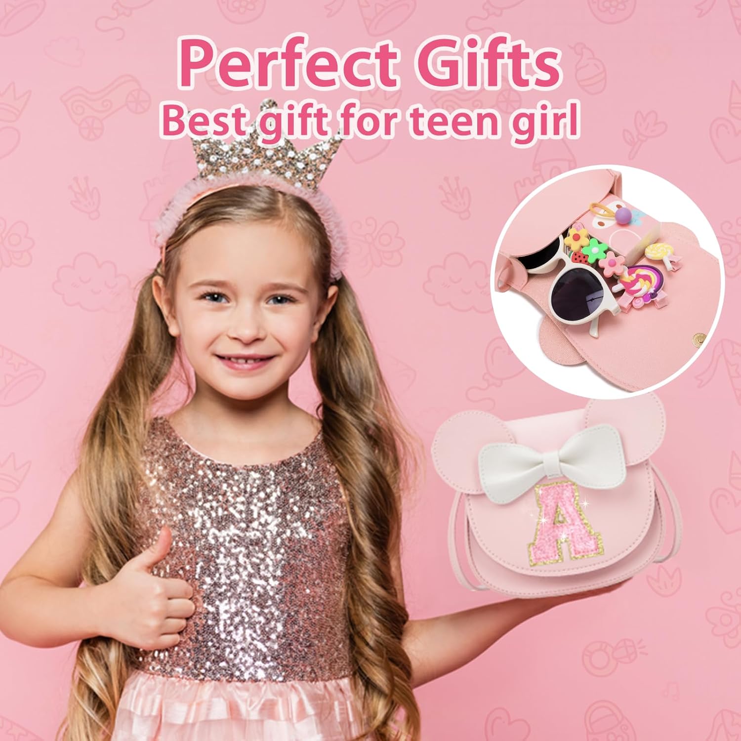 Birthday Gifts for 3 4 5 6 7 8 Year old Girl Initial Toddler Girls Purse Kids Purse for Girls Toddler Girl Gifts Stuff Pink-pink Glittering E - Image 7