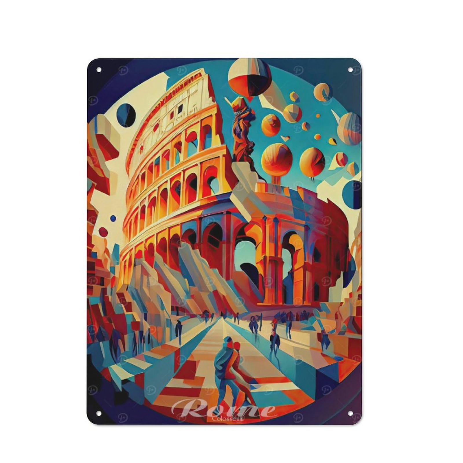 Junmoney Rome Colosseum 4 Tin Sign 40X30cm With For Hallway Wall, Vintage Decor, For Home Interiors, Feature Walls And Decorative Displays