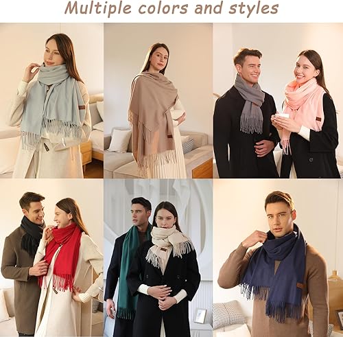 Miniatura 6 de kozinu Pashmina Scarf Winter Warm Solid Colors Scarves and Wraps Classic Soft Fashion Shawl Wrap Fringe For Men Women