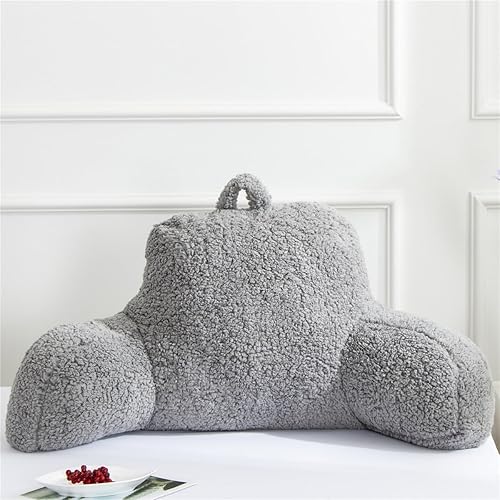 Miniatura 2 de Btargot Almohada de lectura Sherpa para cama con respaldo de cuña y brazos  Soporte de espalda para sentarse en la cama, gris