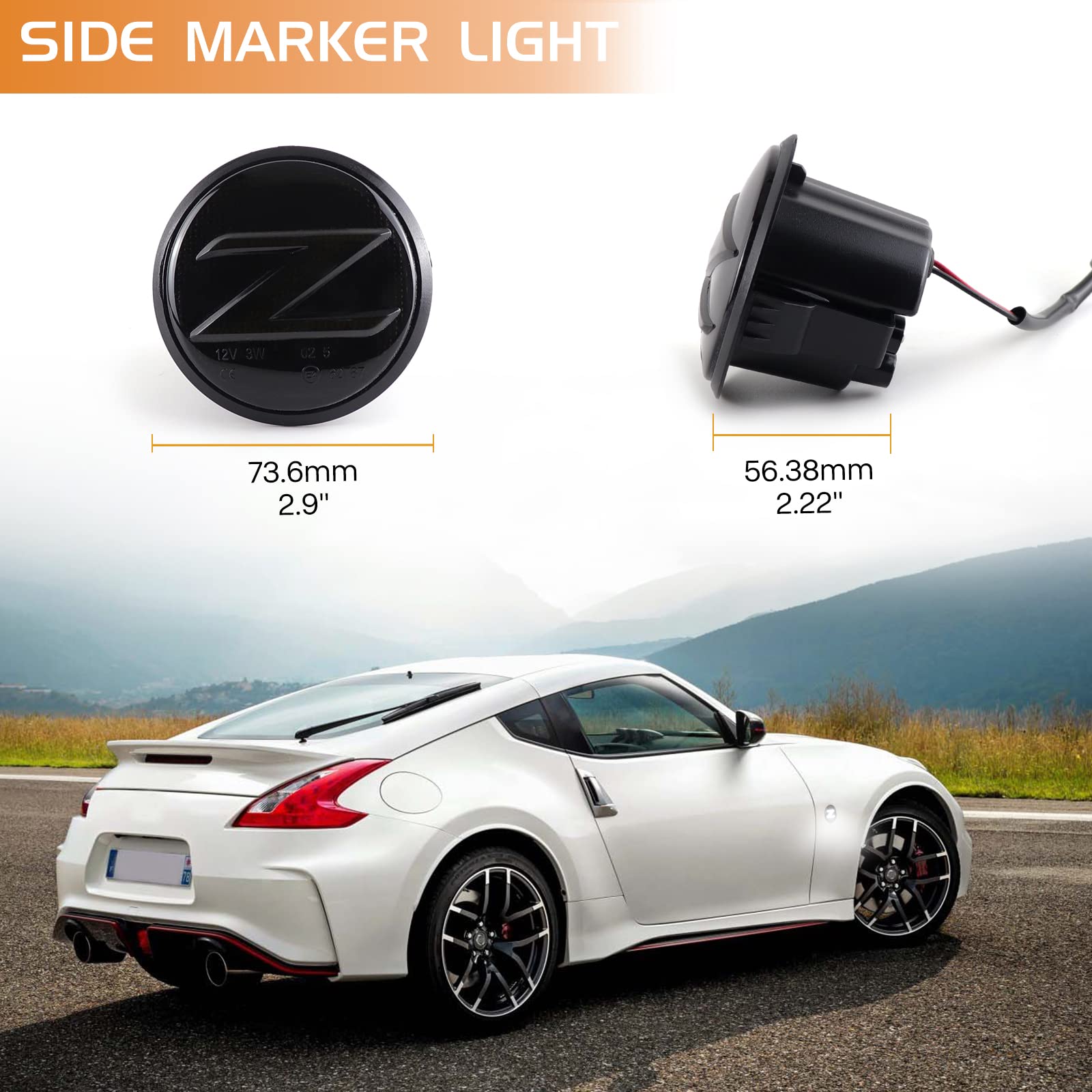 2 szt. LED dynamiczne Z logo boczne światło obrysowe sekwencyjne migacz lampa do Nissan 370Z Coupe Z34 Nismo Fairlady przydymione soczewki